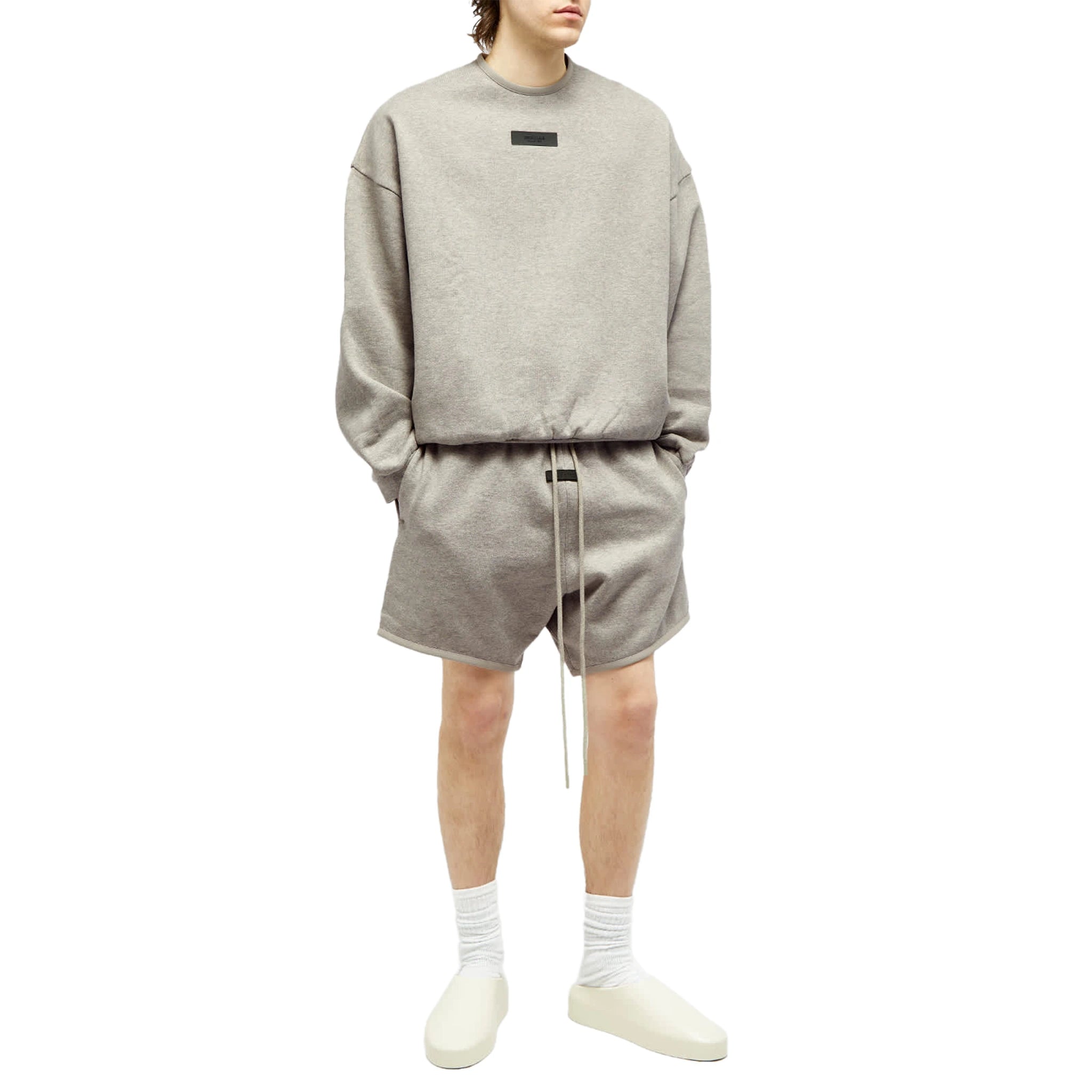 Fear of God Essentials Dark Heather Oatmeal Crewneck Sweatshirt | FW23 Collection | Men's Casual Pullover for Streetwear & Everyday Comfort