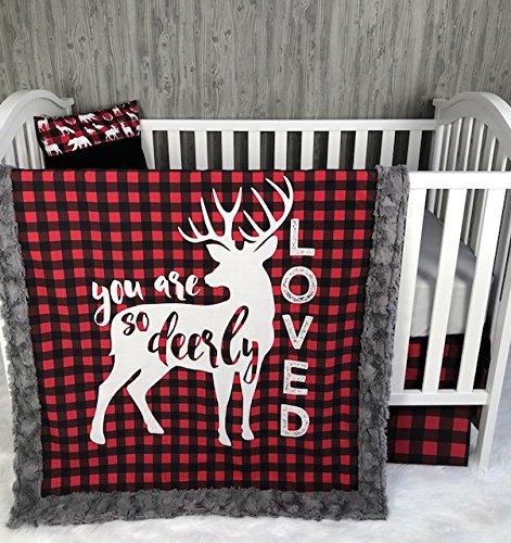 Baby Boy Hunting Quilt - Lumberjack Woodland Deer Buck Arrow Theme - Soft Crib Bedding Set by Babylooms - Perfect for Nursery Decor & Outdoor Adventure Themed Rooms