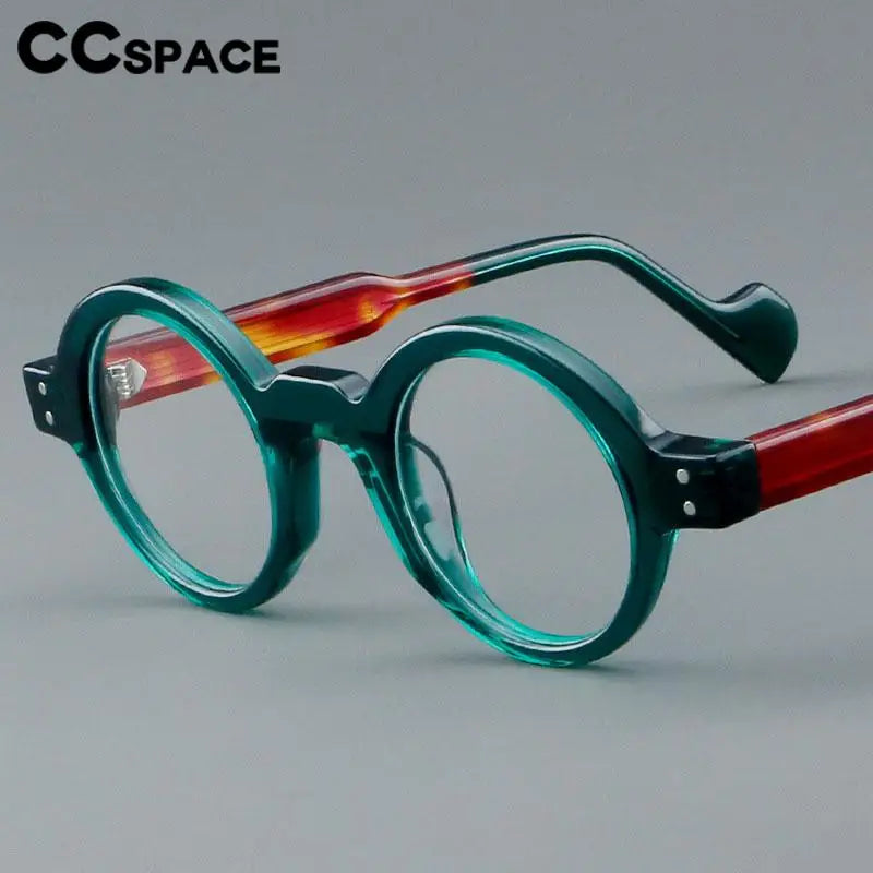 CCspace Unisex Full Rim Round Acetate Eyeglasses 57257 - Stylish Lightweight Frame for Men & Women - Perfect for Reading, Work, and Everyday Fashion