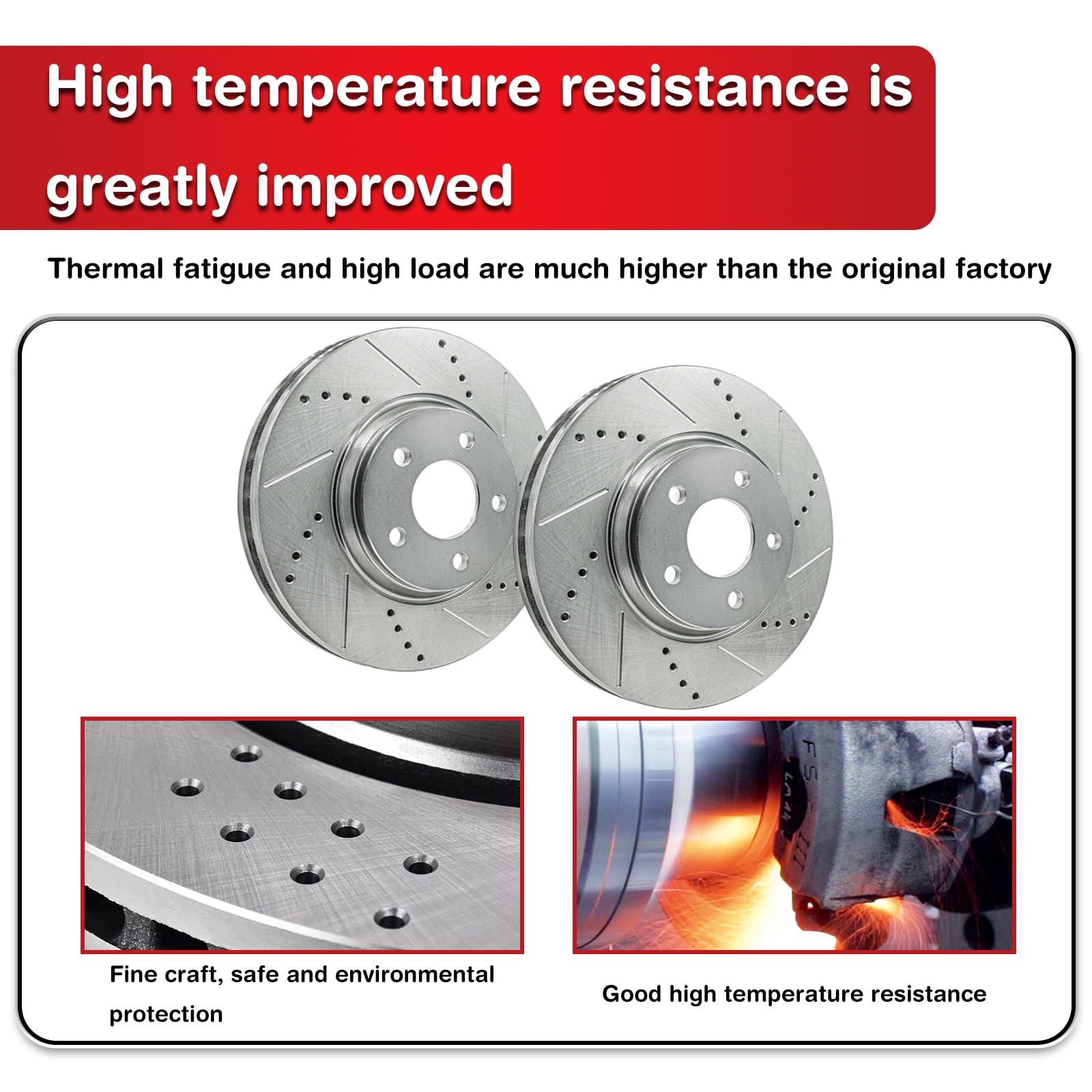 High-Performance Front & Rear Slotted Brake Rotors with Ceramic Pads for Dodge Challenger & Magnum (AWD/RWD) - Not Compatible with Dodge Charger - Perfect for Racing & Daily Driving