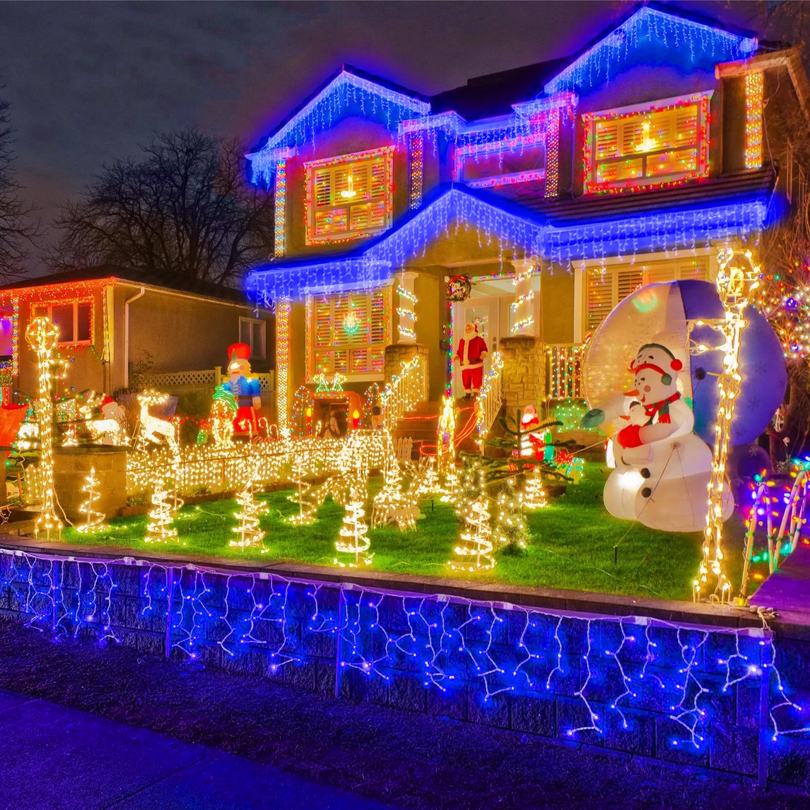 YEGUO 400 LED Blue Icicle Lights - 33ft Waterproof Outdoor Christmas String Lights for Holiday Decor