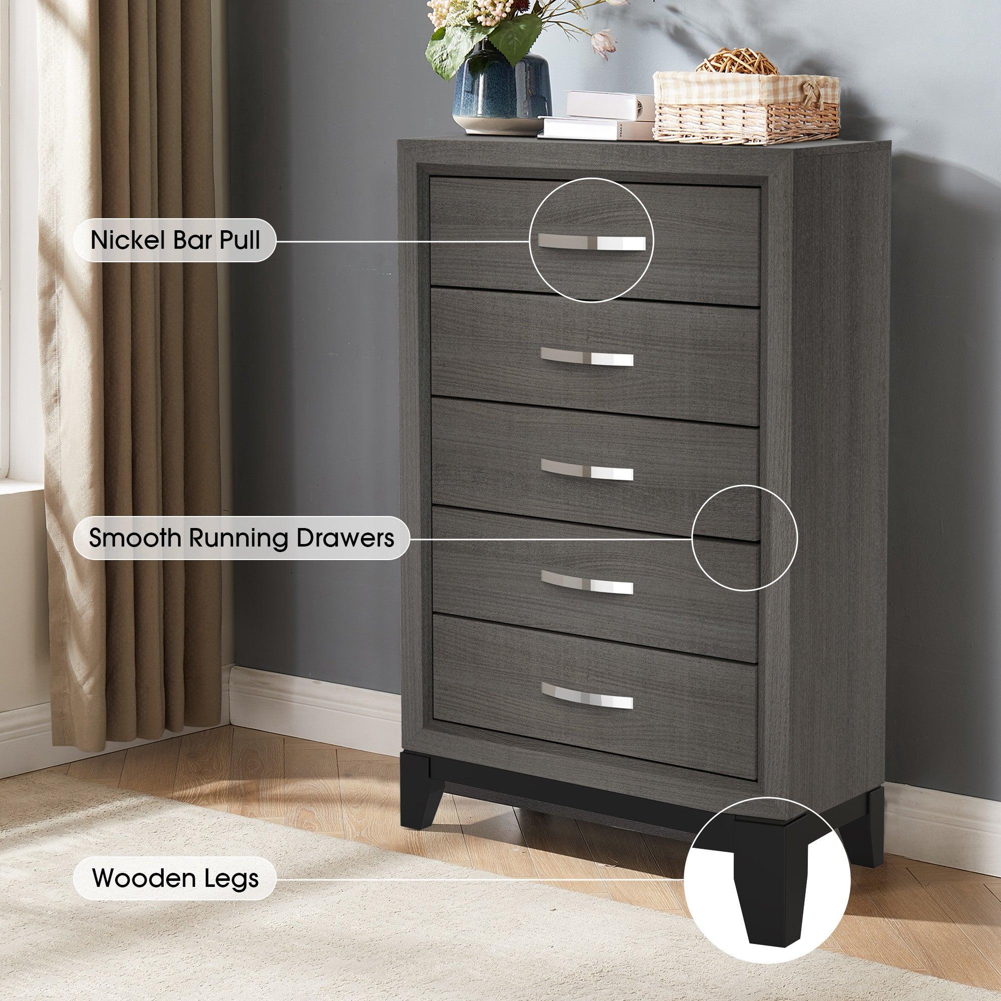 Modern 31-Inch 5-Drawer Chest for Bedroom & Living Room - Stylish Storage Solution for Clothes, Blankets, and Home Organization