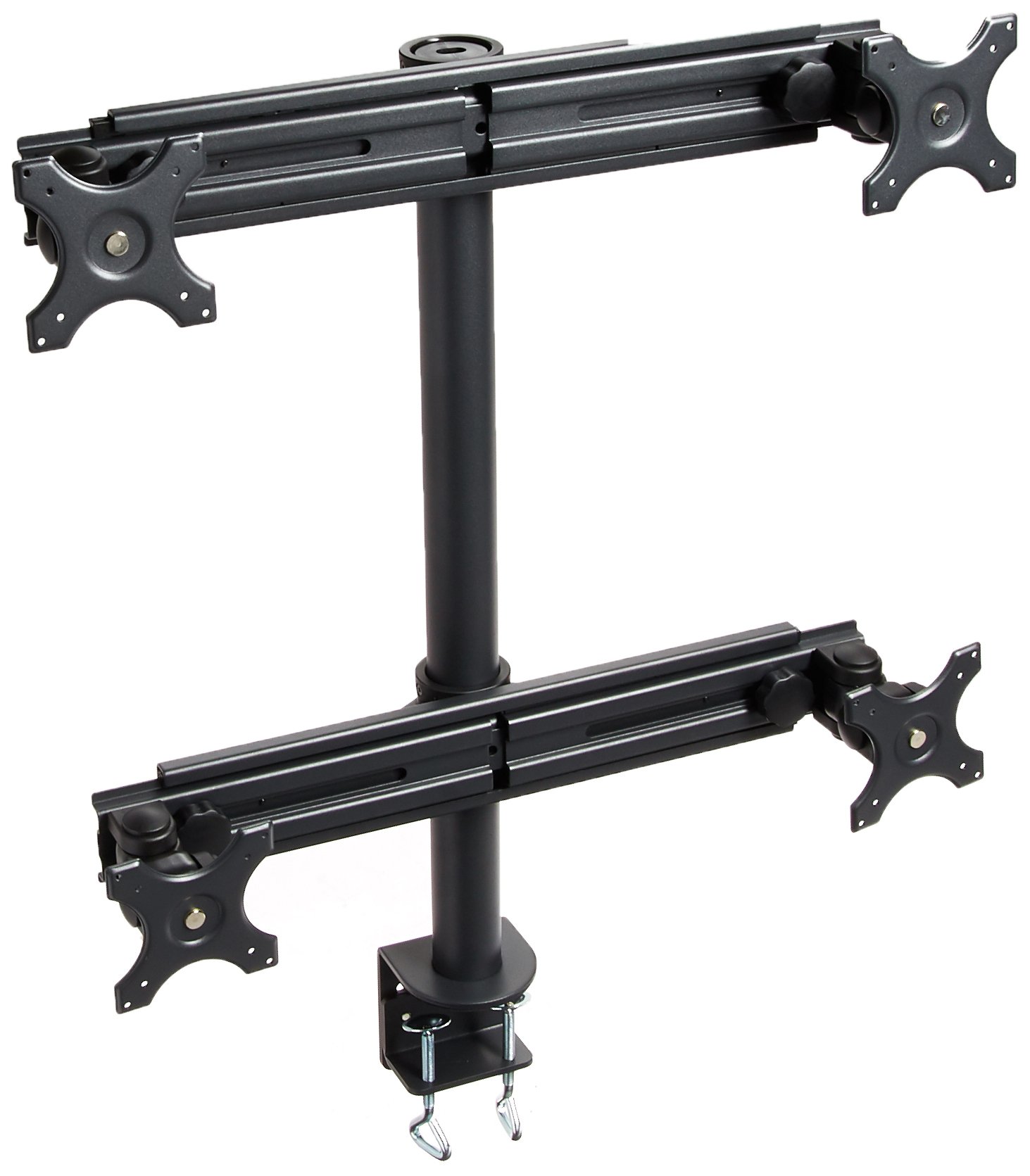 Quad Monitor Stand for 27-Inch Screens - Heavy Duty Clamp Mount with Adjustable Arms, Black (LCD-2040B) - Perfect for Home Office, Gaming Setup & Multi-Tasking Workspace