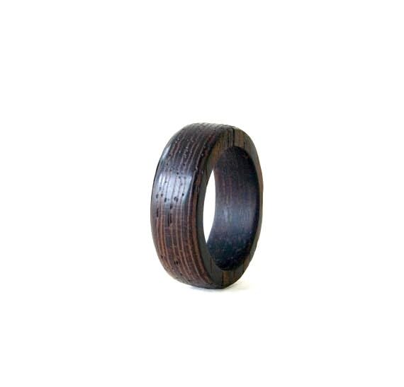 Handcrafted Wenge Wood Ring for Men - Engraved Black Wedding Band, Rustic Engagement & Promise Ring - 5th Anniversary Gift, Date Ring, Self Love Jewelry - Perfect for Weddings, Proposals & Special Occasions