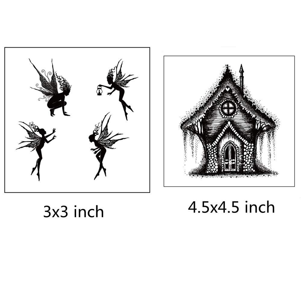 2pcs Jungle Fairy Girl & Mermaid Clear Stamps Set for Card Making, Scrapbooking, DIY Crafts - Forest Cabin Design for Handmade Cards, Photo Albums, Embossing & Paper Decorations - Perfect for Birthday Invitations, Wedding Stationery & Memory Books