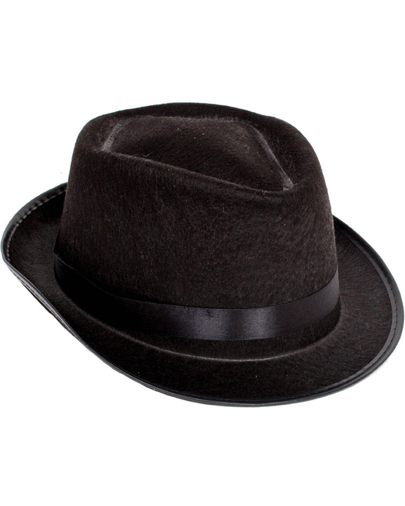 80s Blues Brothers Black Fedora Hat - Vintage Style Jazz Hat for Men - Perfect for Halloween, Cosplay, and Music Events