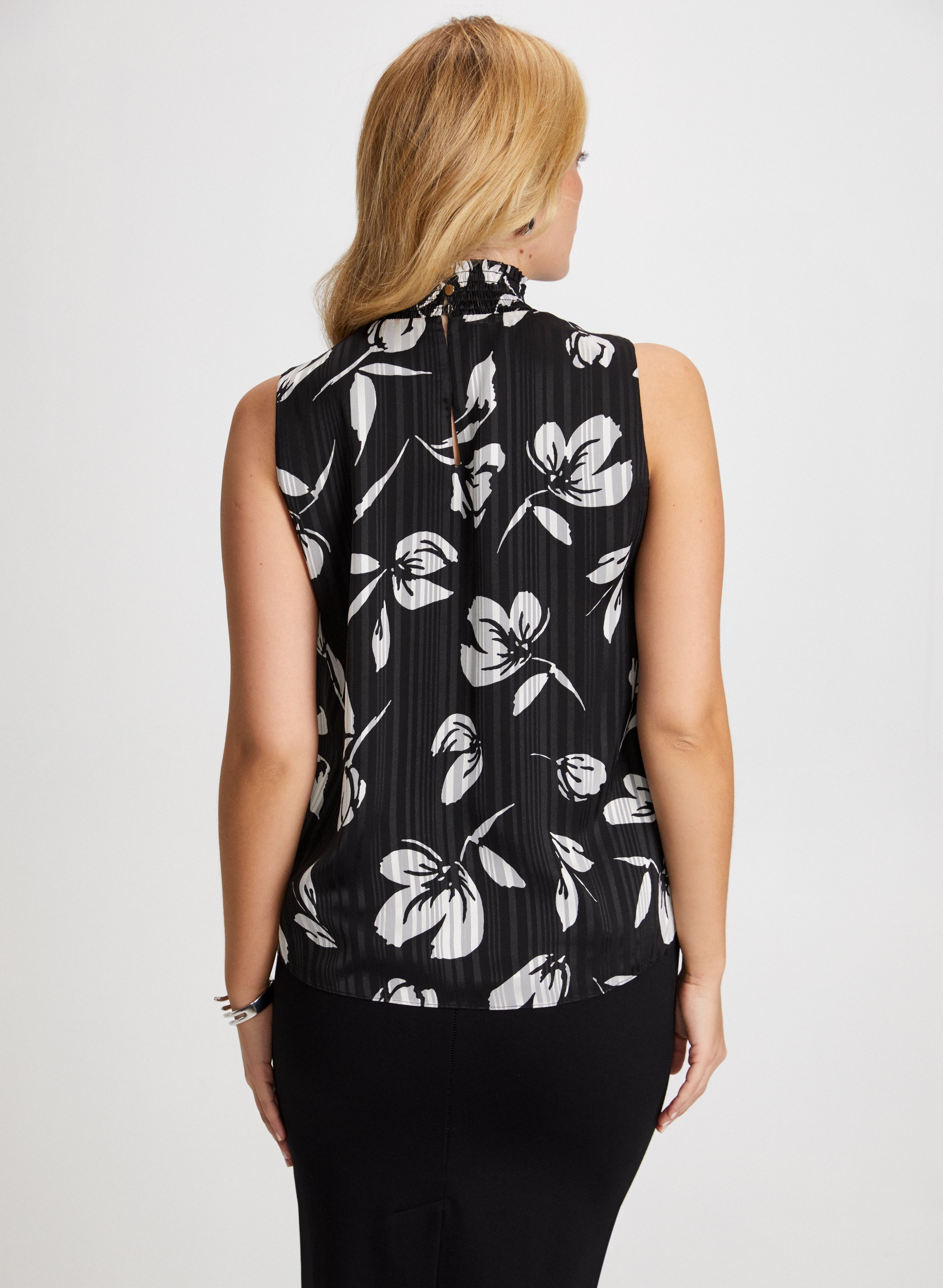 Floral Print Smocked Neck Blouse for Women - Elegant Ruffle Sleeve Summer Top - Perfect for Office, Date Night & Outdoor Events