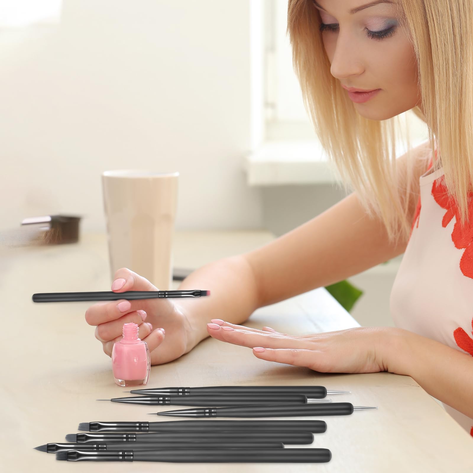 8pcs Professional Nail Art Brushes Set - Nail Design Brushes for Gel Polish, Liner Brush & French Tip Brush - Perfect for DIY Manicure, Home Salon & Professional Nail Artists | Great for Nail Art, French Tips & Detailed Designs