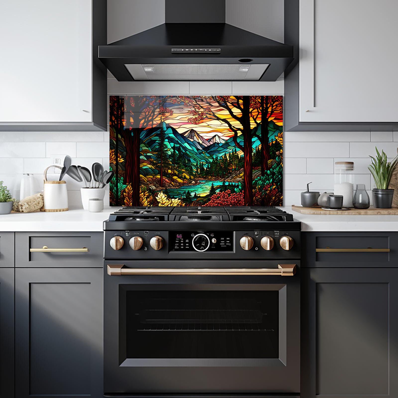Stained Nature Glass Splashback - Elegant Kitchen Backsplash for Modern Homes | Perfect for Stoves, Countertops & Home Decor