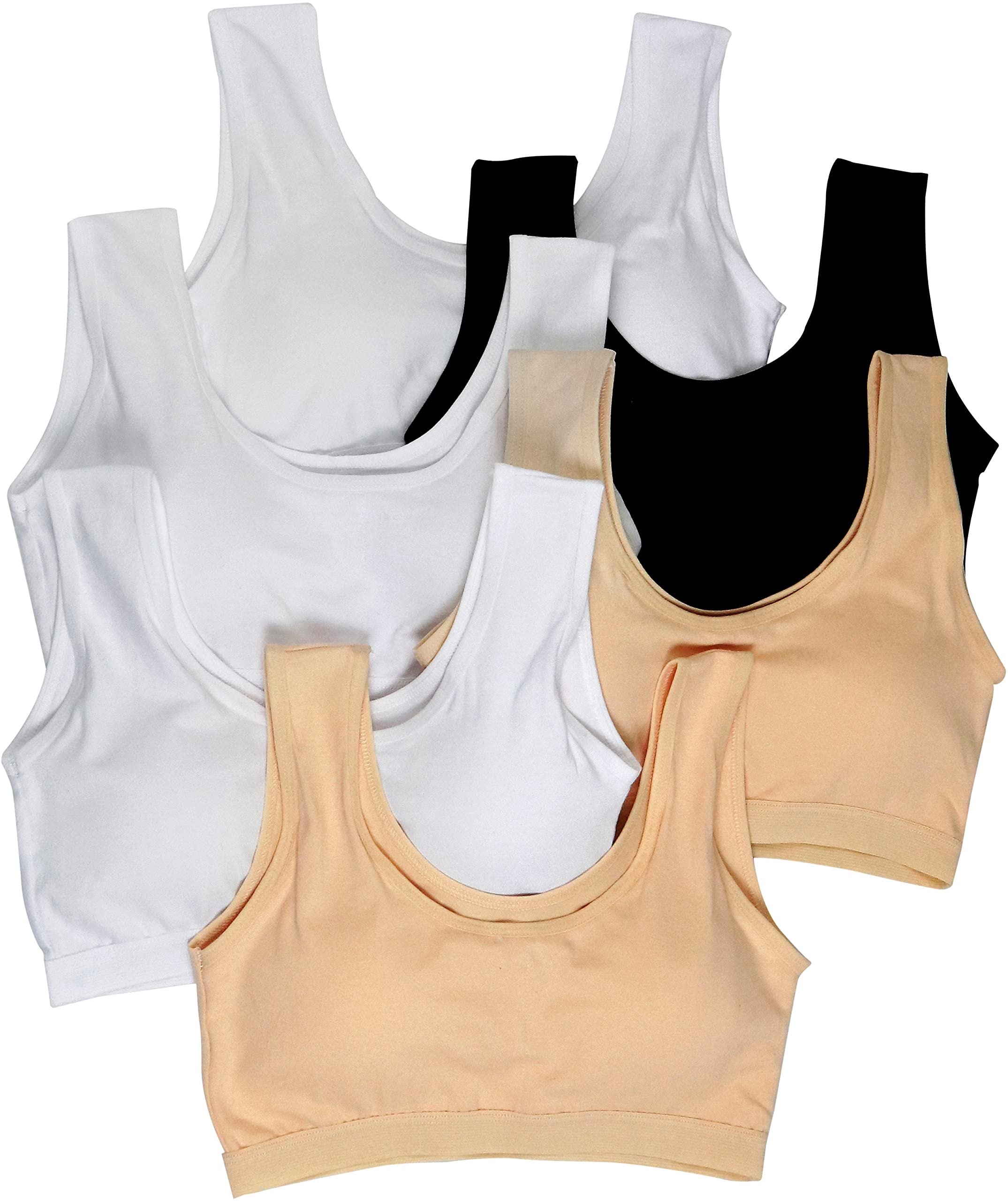 ToBeInStyle Girls' Training Bras 6-Pack - Soft Cotton Comfort Bras for Teens & Tweens - Breathable & Adjustable for Sports, School & Everyday Wear