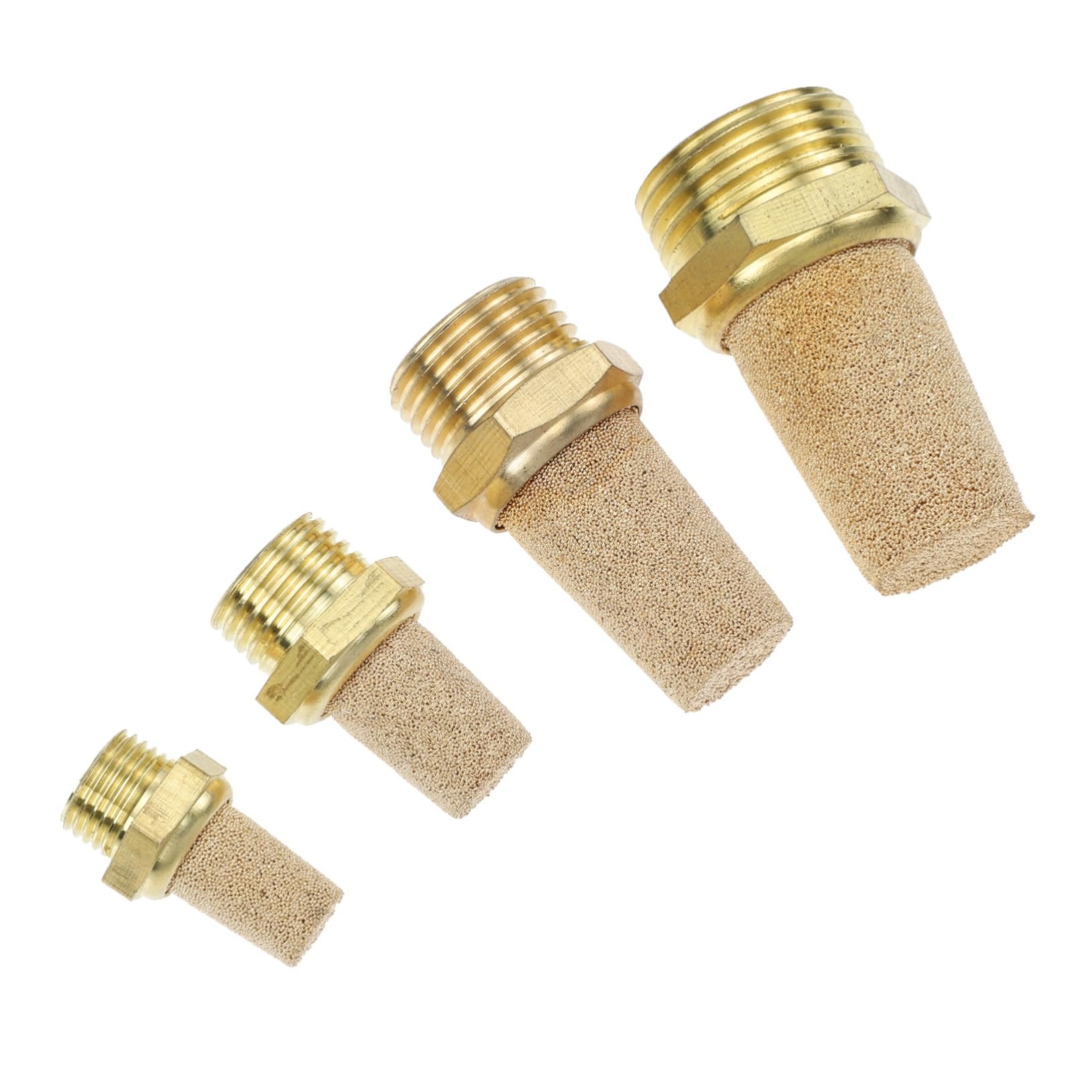 4-Piece Brass Pneumatic Muffler - High Efficiency Noise Reducer for Air Compressor Tools | Perfect for Workshops, Garages & Industrial Use