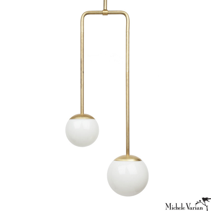 Vintage Brass Double Circuit Globe Pendant Light - Industrial Style Ceiling Fixture for Dining Room, Kitchen Island or Bedroom Lighting
