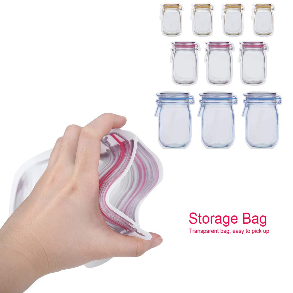 10 Pack Reusable Snack Storage Bags - Leak Proof Bottle Pattern Design for Chips, Nuts, Fruits | Perfect for School Lunches, Travel & Picnics