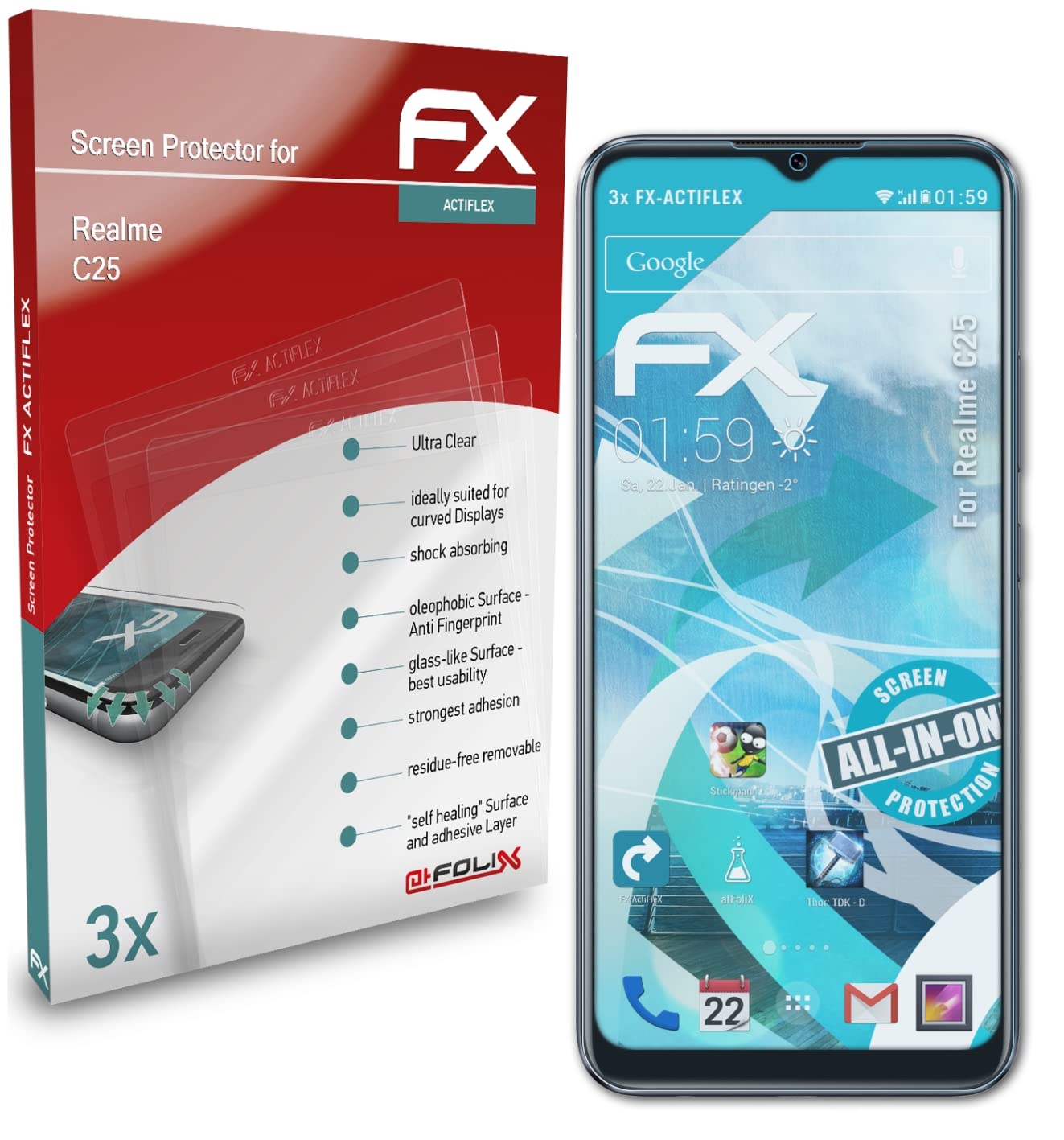 Realme C25 Screen Protector - 3 Pack Ultra Clear Flexible Film FX Screen Protection - Anti-Scratch & Bubble-Free - Perfect for Gaming, Work & Daily Use