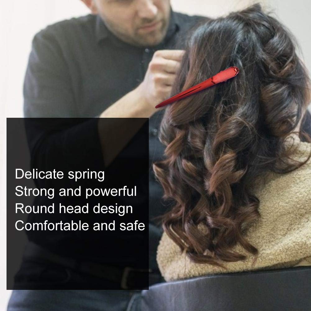 12 Pcs Professional Salon Duckbill Hair Clips - Stainless Steel Hairpins for Styling, Sectioning & Hairdressing (Red) - Perfect for Salon, Home Use & DIY Hair Styling