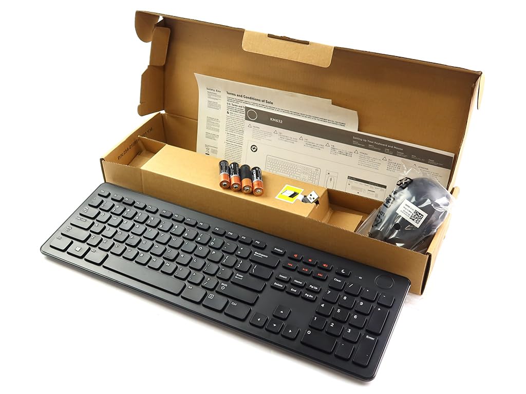 Dell KM632 Wireless Keyboard and Mouse Combo (8VXG2) - Ergonomic Full-Size Keyboard with Silent Mouse for Home Office, Gaming & Productivity | Plug-and-Play USB Receiver | Windows/Mac Compatible