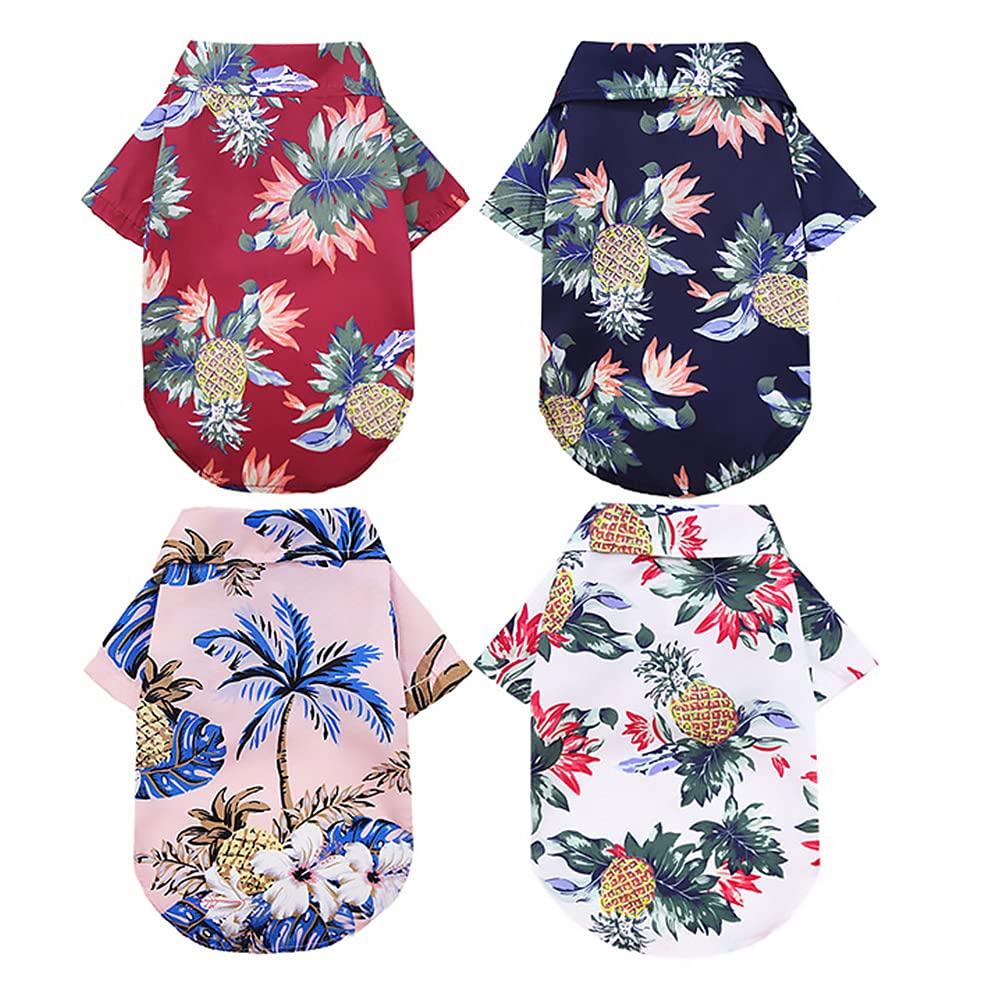 4pcs Hawaiian Dog Shirts - Summer Pet Sweatshirts, Breathable & Comfortable Dog Clothes for Small Medium Large Dogs - Perfect for Beach, Vacation & Outdoor Adventures