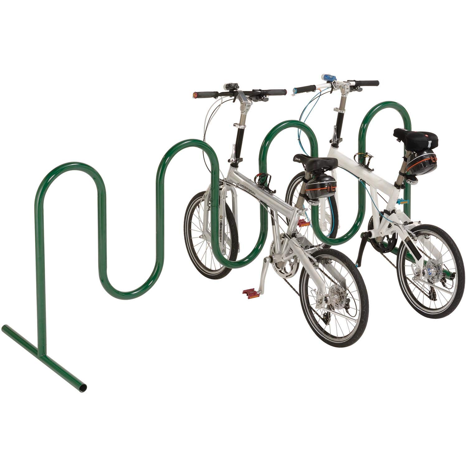 Global Industrial Wave Bike Rack - Heavy Duty Free Standing Bicycle Storage for 9 Bikes, Green - Perfect for Garage, Backyard, and Outdoor Bike Parking