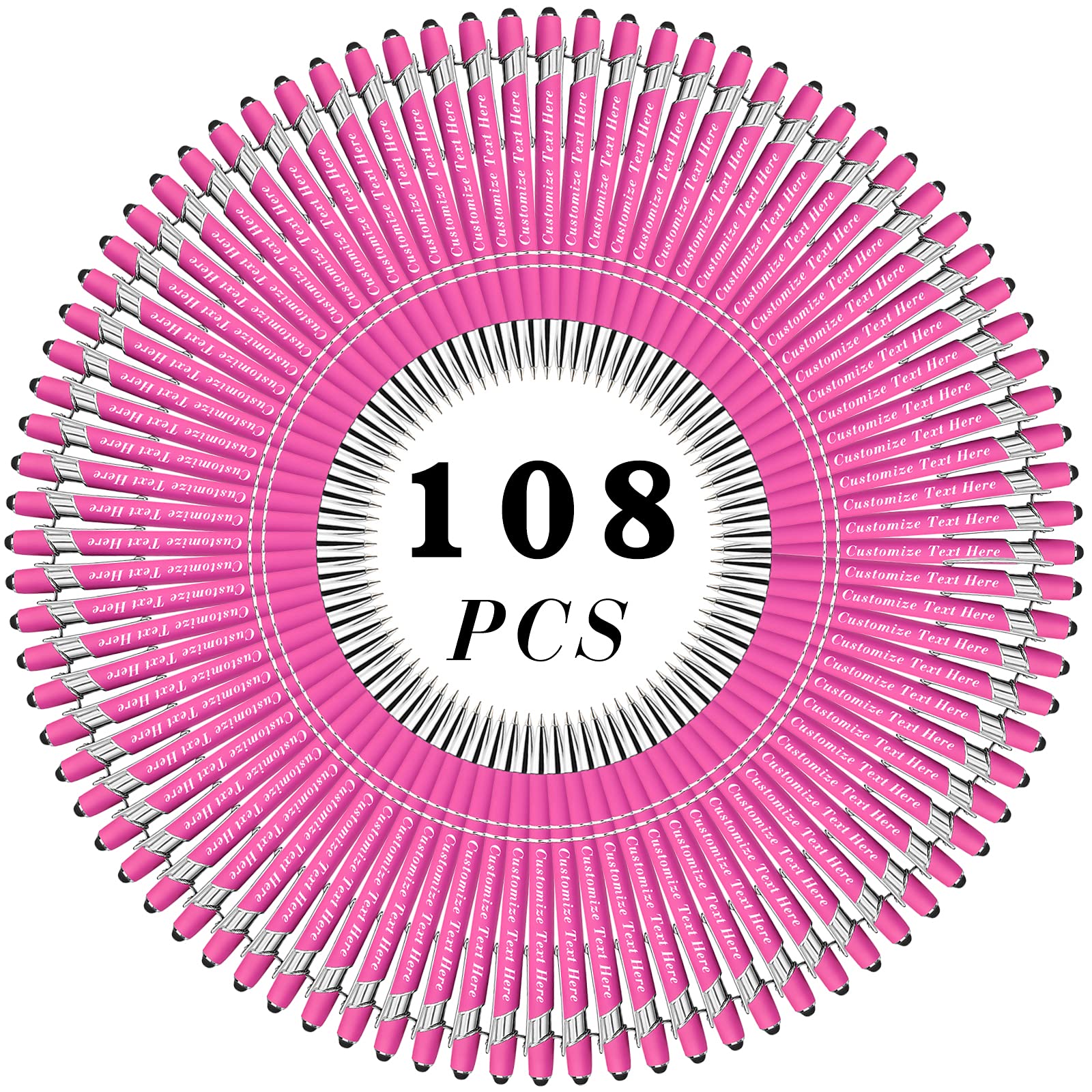 50-500 Pcs Custom Engraved Ballpoint Pens Bulk with Stylus Tip - Personalized Name, Message, or Logo - Medium Point Black Ink - Perfect for Wedding Favors, Graduation Gifts, Birthday Party Favors, Christmas Presents & Corporate Events