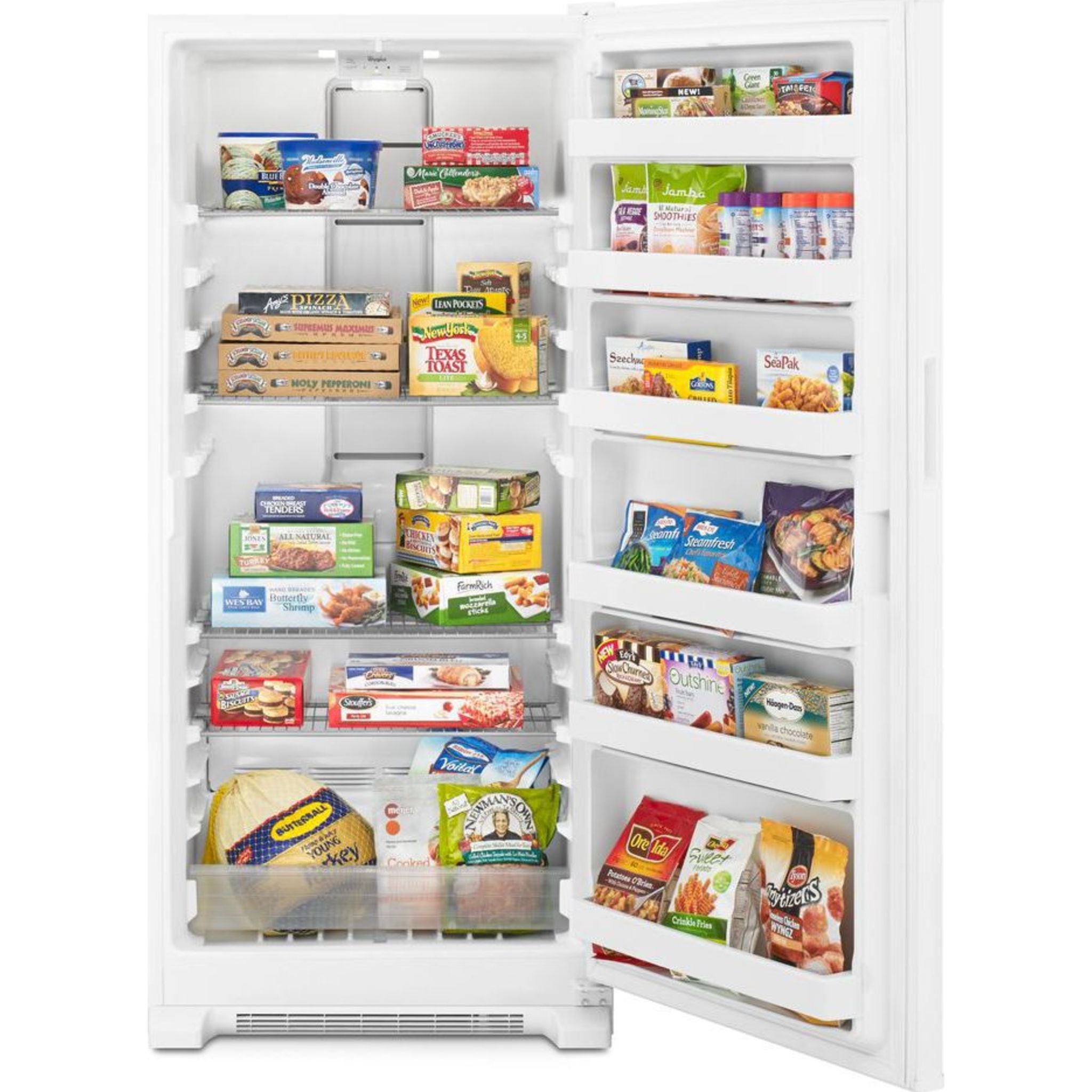 Whirlpool WZF34X18DW 18.3 Cu. Ft. Upright Freezer in White - Energy Efficient Deep Freezer for Home, Garage & Basement Storage