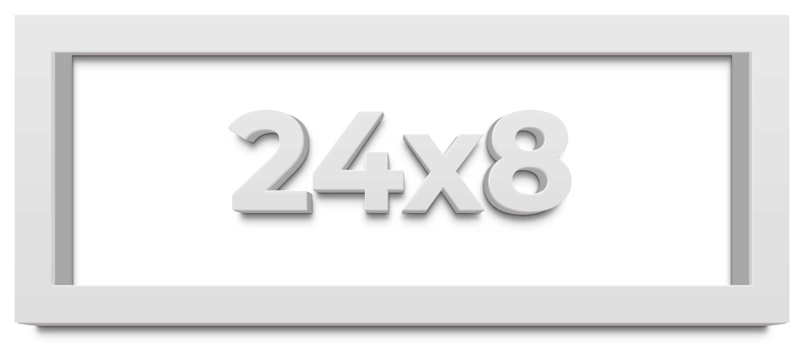 24x8 Inch White Shadow Box Display Frame - 2 Inch Rabbet Depth & 1.25 Inch Moulding Width - Shatter-Resistant Acrylic Plexiglass with Foam Board Backing & Hanging Hardware - Perfect for Memorabilia, Artwork, and 3D Keepsake Display