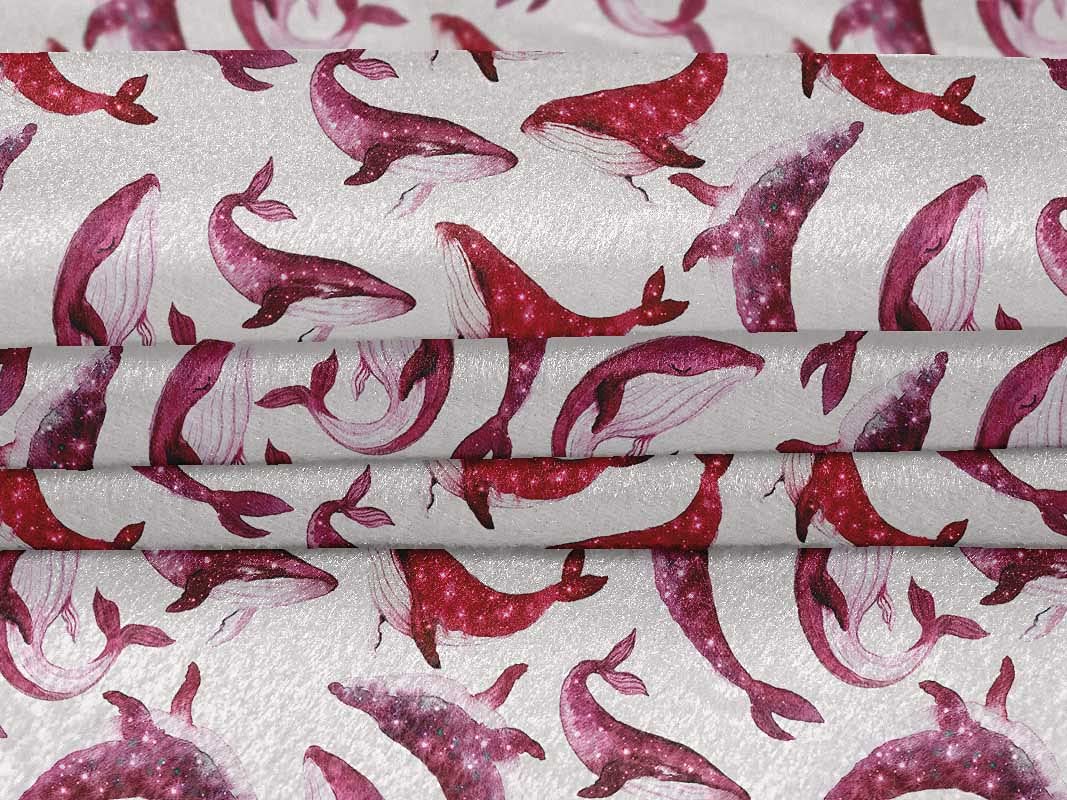 Velvet Pink Whale Print Fabric by The Yard - 58 Inch Wide DIY Sewing Material for Clothing, Quilting & Home Decor | Soft & Durable Cotton Fabric for Crafts, Apparel & Upholstery