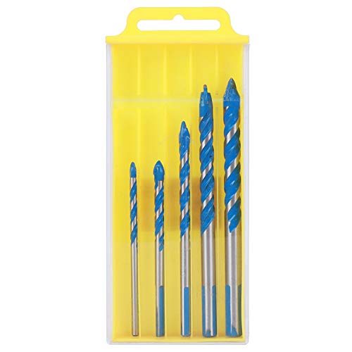 5-Piece Wall Hole Drill Bit Set - U-Shaped Spiral Grooves for Tile, Concrete, Brick, Glass, Plastic & Wood - Perfect for DIY Home Improvement & Construction Projects