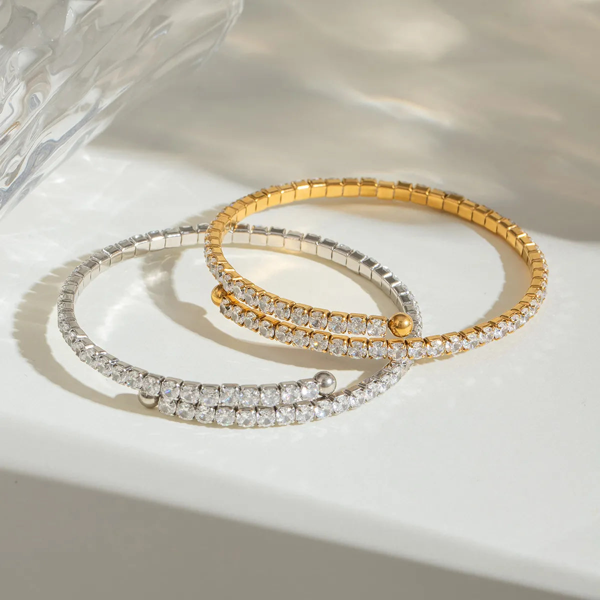 2 Piece Inlaid Zircon Bracelet Set for Women - Elegant Cubic Zirconia Jewelry Gift for Birthday, Anniversary & Special Occasions - Perfect for Parties, Weddings & Evening Events