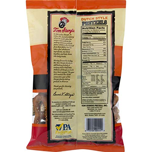 Tom Sturgis Dutch Style Sourdough Pretzels - 4 Pack (9 oz Each) | Crunchy Snack for Parties, School Lunches & On-the-Go | Authentic Pennsylvania Dutch Recipe