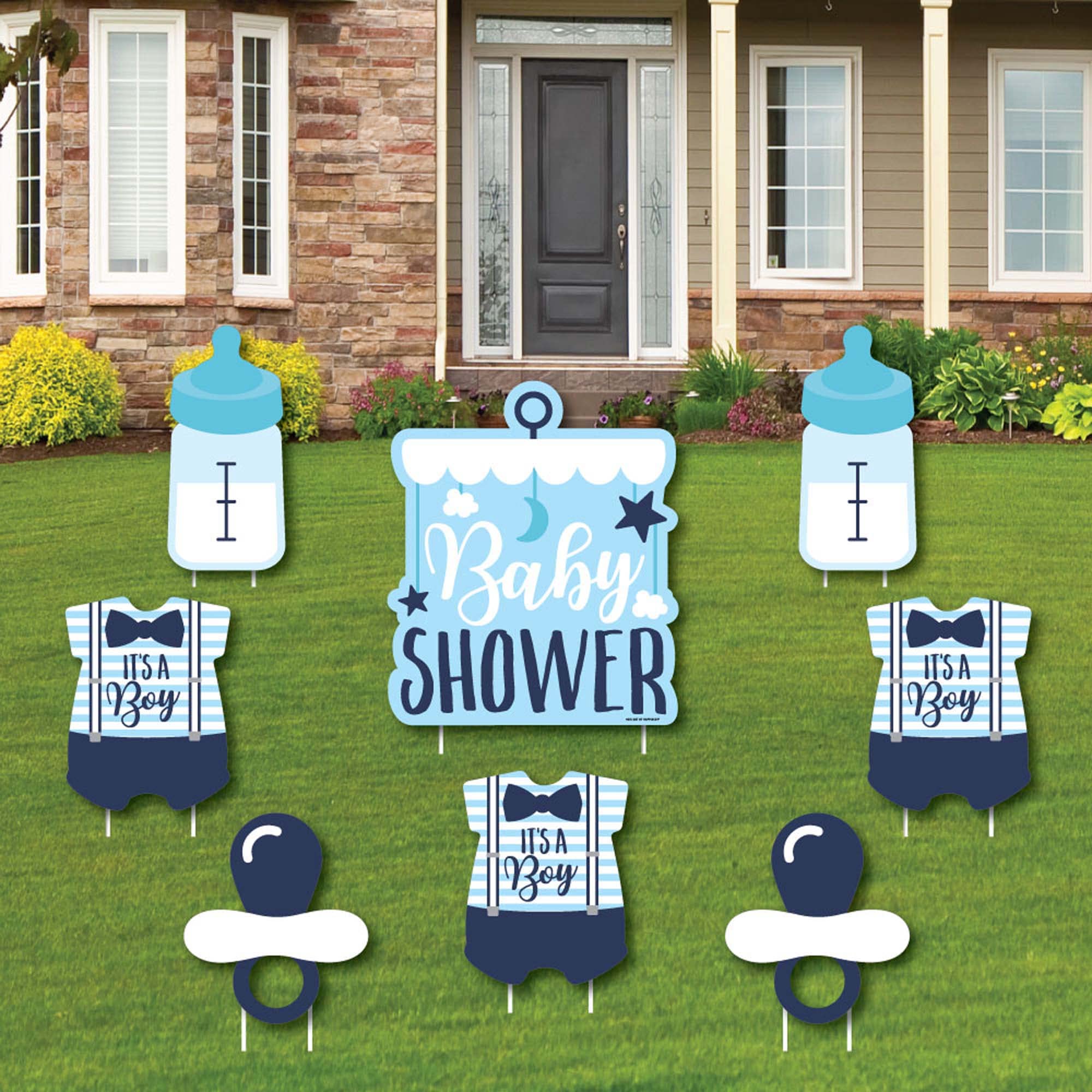 Big Dot of Happiness It's a Boy Yard Sign - Outdoor Lawn Decorations for Baby Shower - Blue Set of 8 - Perfect for Gender Reveal Party, Backyard Celebration, and Nursery Decor