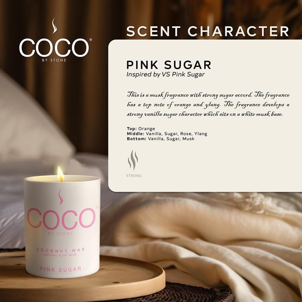 6.5oz Coconut Apricot Wax Candle | Pink Sugar Scented Home Fragrance | Vegan, Cruelty-Free & Clean Burning | Hand Poured Single Wick Candle for Relaxation, Meditation & Home Decor