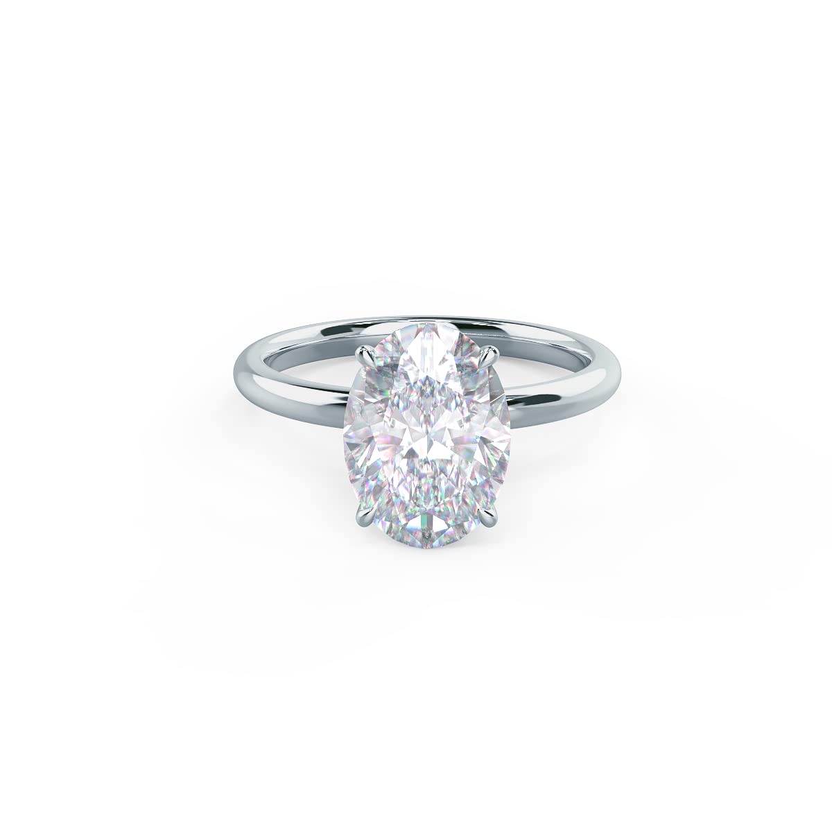 3.00Ct Oval Cut Diamond Engagement Ring for Women - 14K White Gold Solitaire Wedding Band, DEF/VVS Quality - Perfect Proposal Gift & Anniversary Present for Her