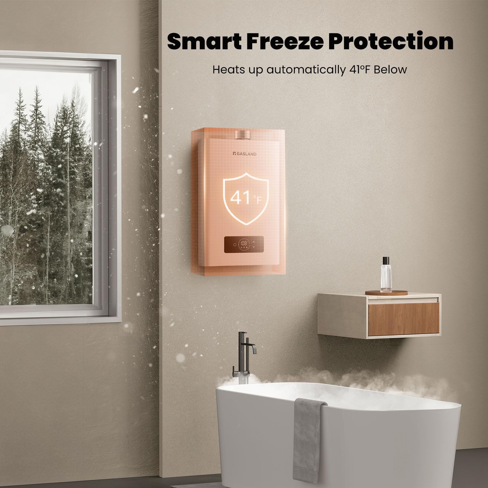 GASLAND 2.64 GPM Indoor Propane Tankless Water Heater - 68,000 BTU On Demand Hot Water System for Homes, 120V Multiple Point Use (CS264LP) - Perfect for Showers, Kitchen & Laundry
