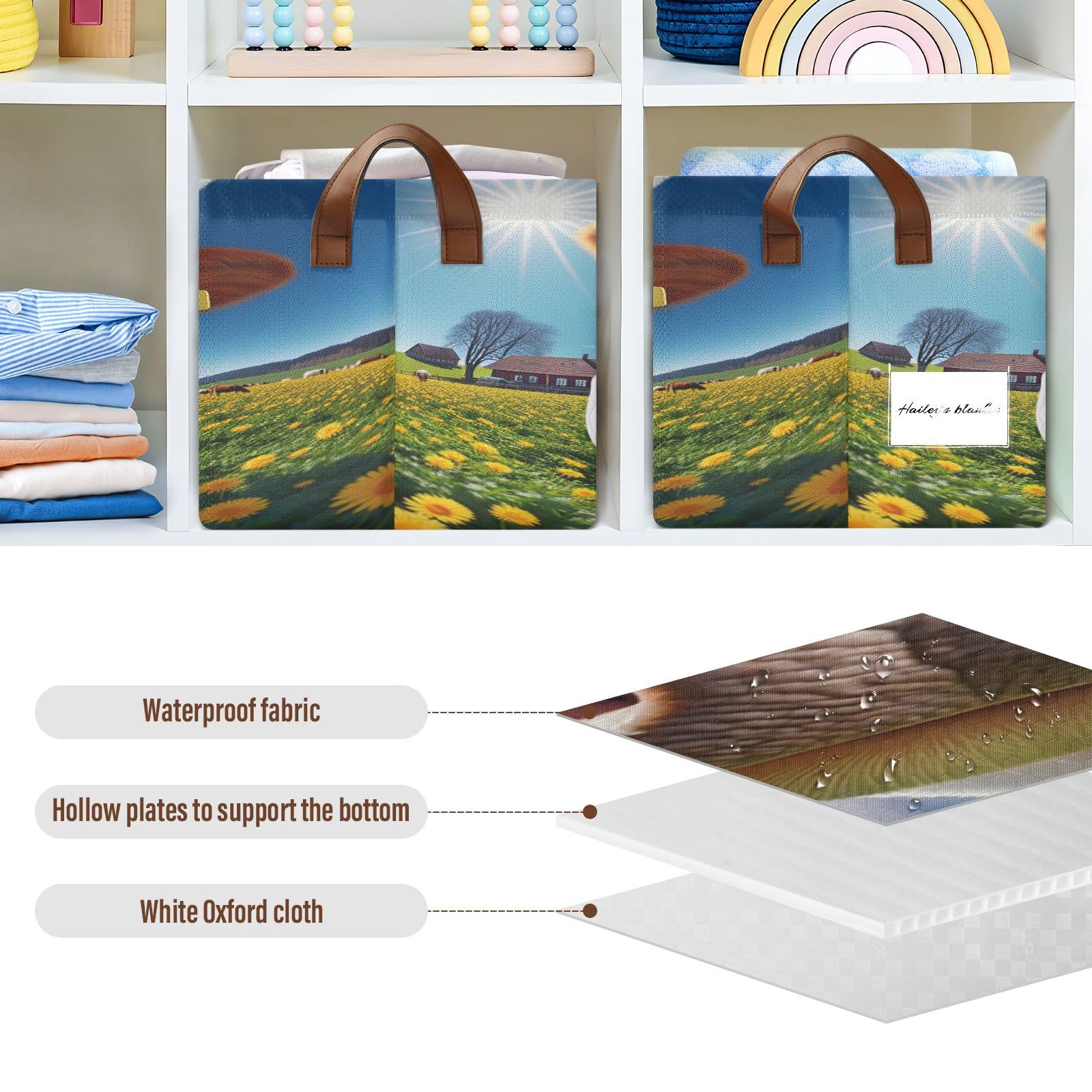 Funny Easter Cow Under Bed Storage Bins - Foldable Collapsible Storage Basket with Handles & Metal Frame - Closet Cabinet Organizer (2-Pack) - Perfect for Seasonal Decor, Kids Room Organization & Holiday Storage