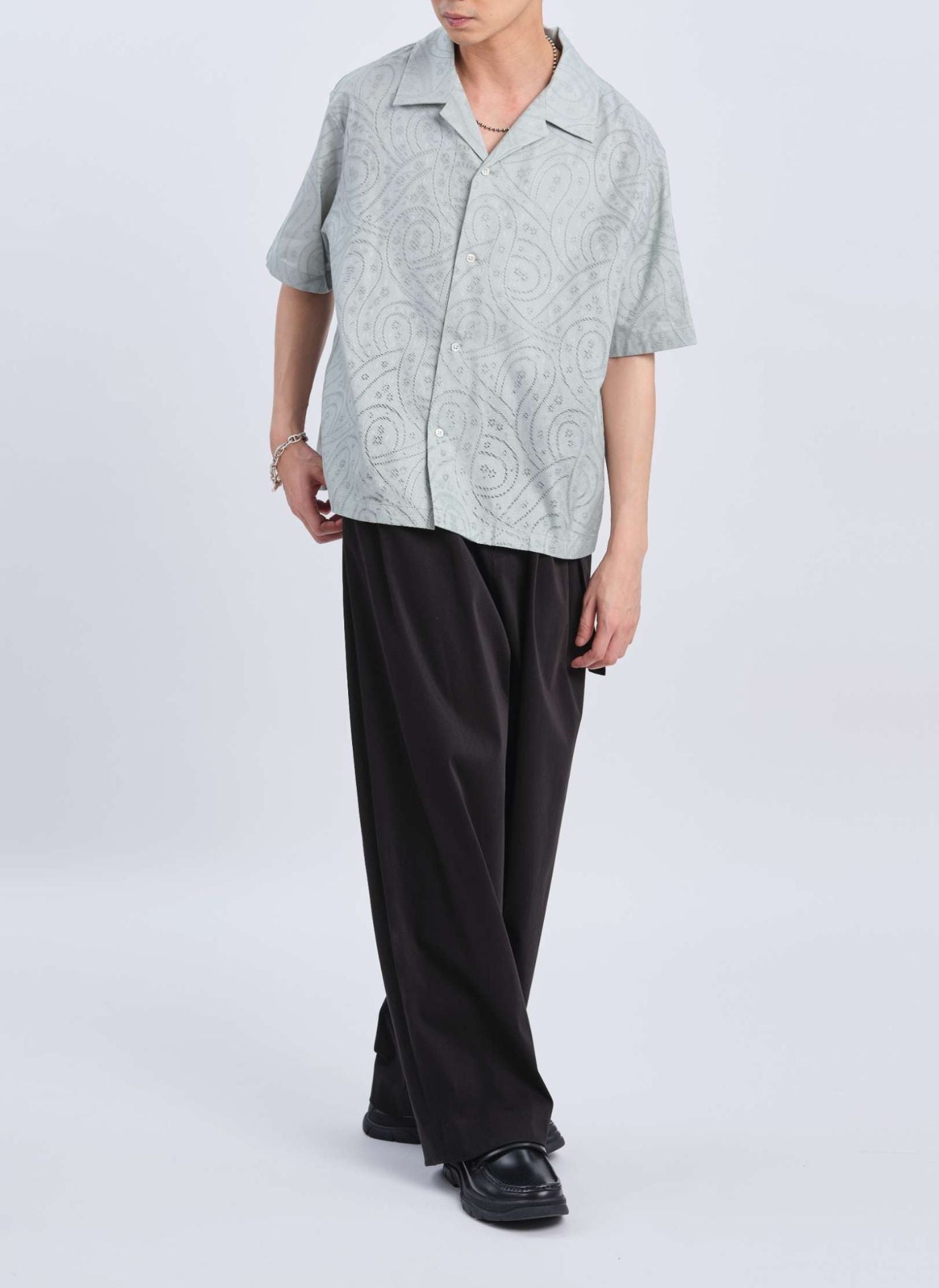 Stylish Dyed Cotton Leno Open Collar Short Sleeve Shirt for Men - Breathable Summer Casual Wear for Outdoor Activities & Travel