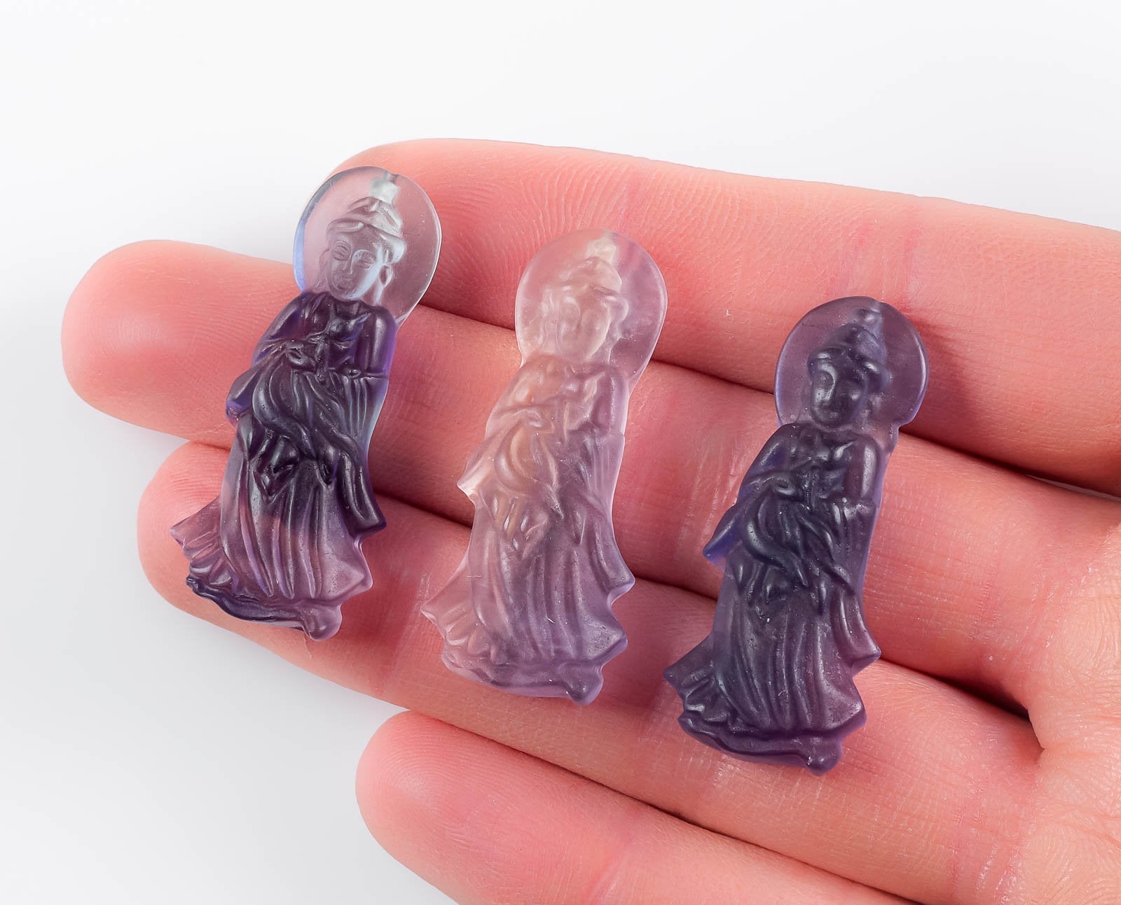 Rainbow Fluorite Crystal Pendant - Handmade Guanyin Goddess Carving | Natural Healing Stone Jewelry for Meditation & Spiritual Protection | Unique Crystal Gift for Women