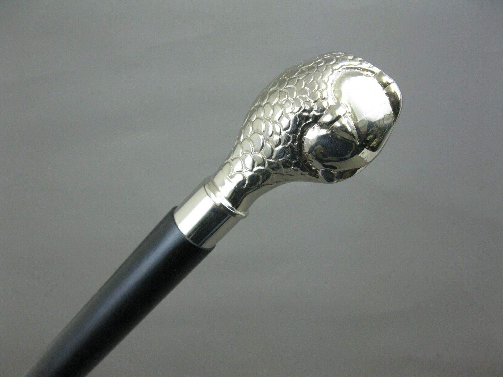 Premium Wooden Walking Cane with Brass Jaguar Head Handle - Elegant Nickel Finish for Men & Women - Perfect for Hiking, Fashion Accessory, and Elderly Support