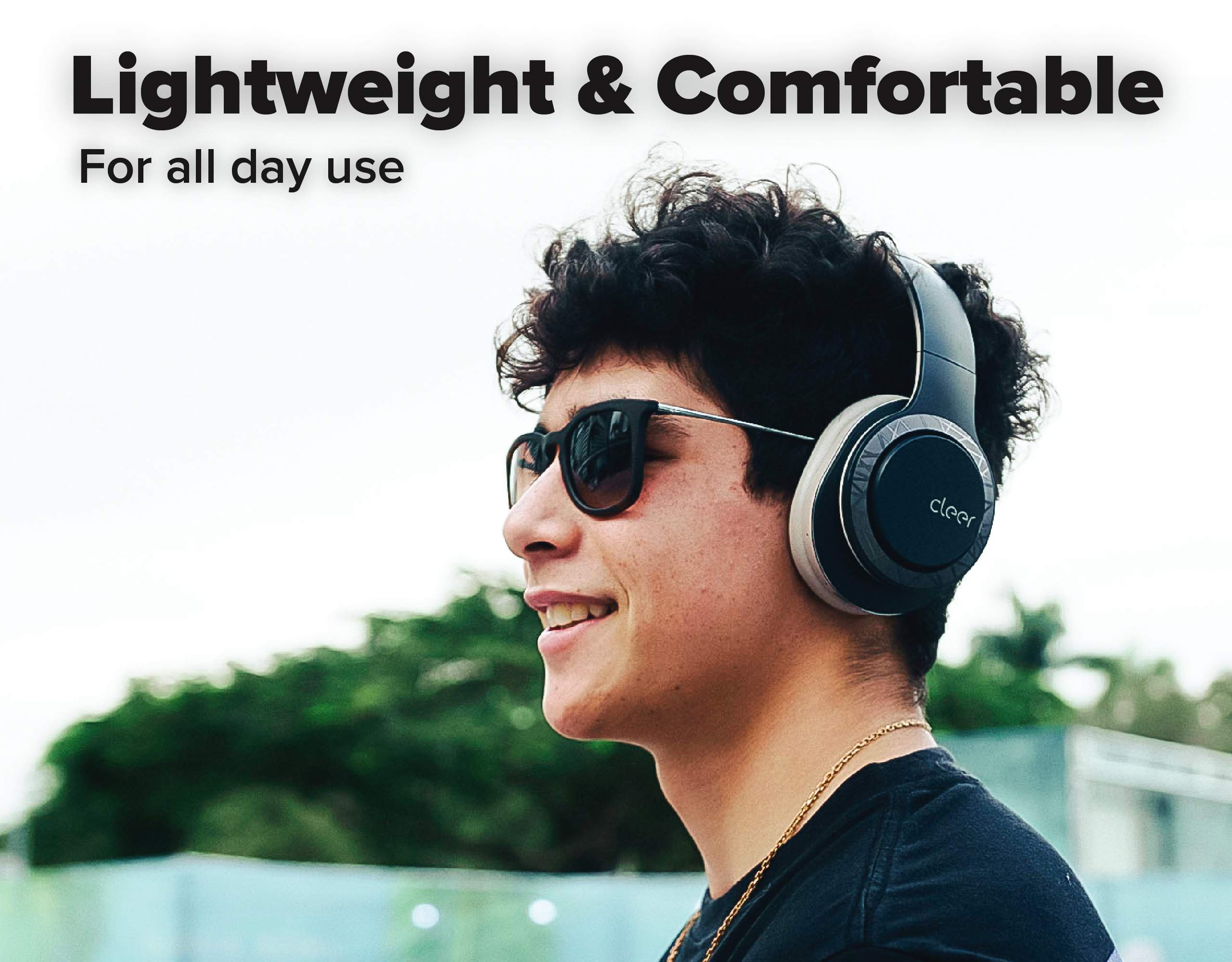 Cleer Enduro 100 Wireless Bluetooth Headphones with 40mm Ironless Driver - 100Hr Playtime, Deep Bass, Clear Calls, Dual-Mic Noise Cancelling - Comfort Fit Over-Ear Headphones with Bluetooth 5.0 & Hi-Res Audio - Foldable Design for Travel, Gym, Work & Home Use - Navy Blue