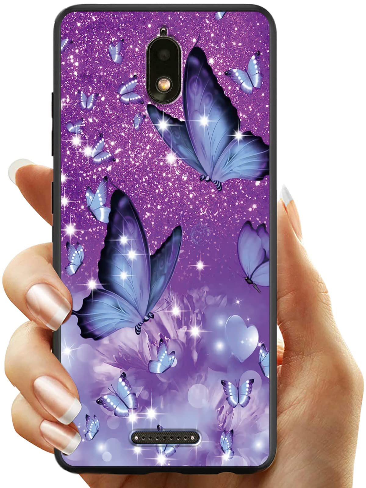 **Sparkly Butterfly Glitter Phone Case for Hot Pepper Serrano 3 - Shockproof Slim TPU Cover, 5.5