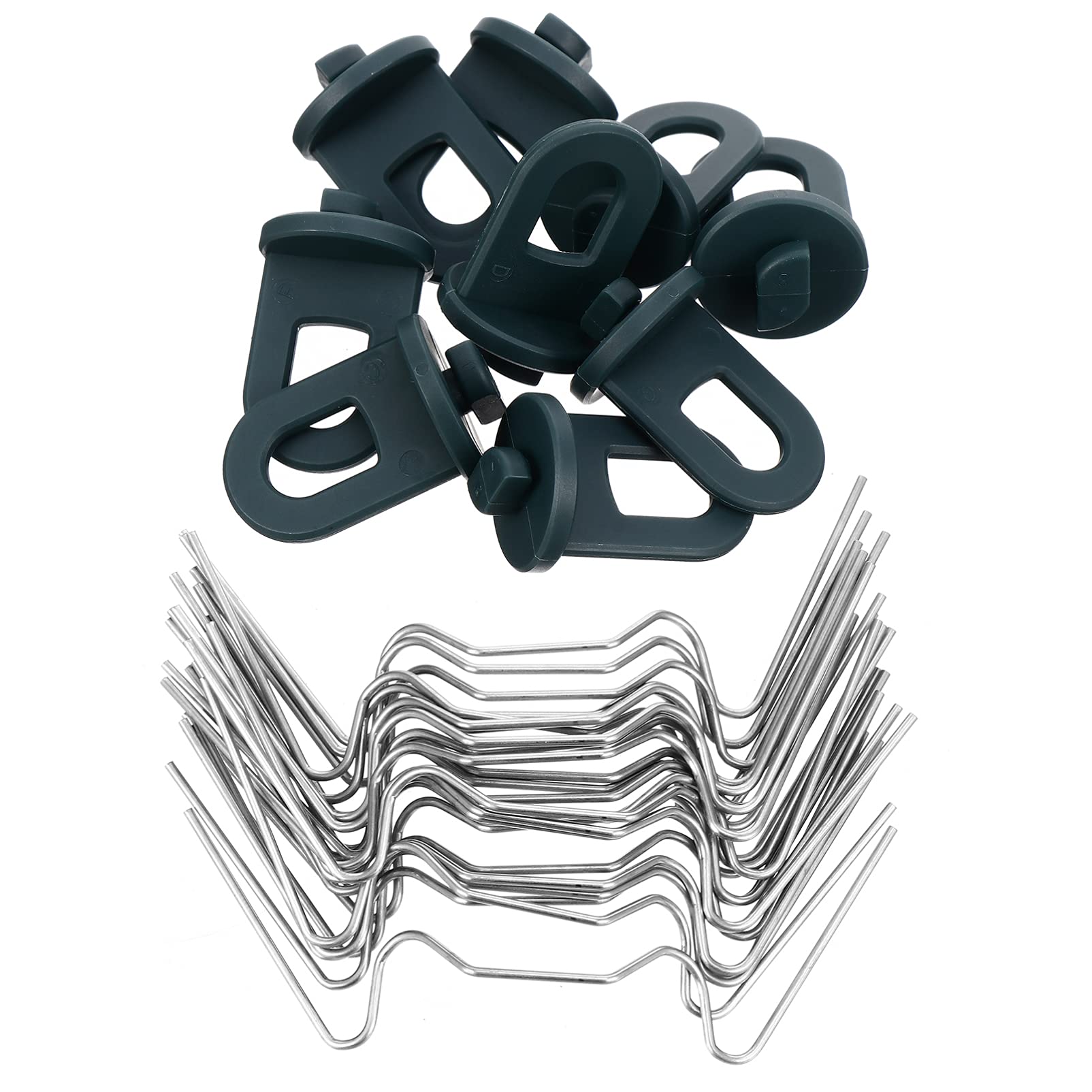 DOITOOL 25PCS Stainless Steel W-Type Greenhouse Glazing Clips - Replacement Wire Clips for Aluminum Greenhouses with 10PCS Plastic Hooks | Durable Greenhouse Accessories for Plant Protection & Garden Maintenance