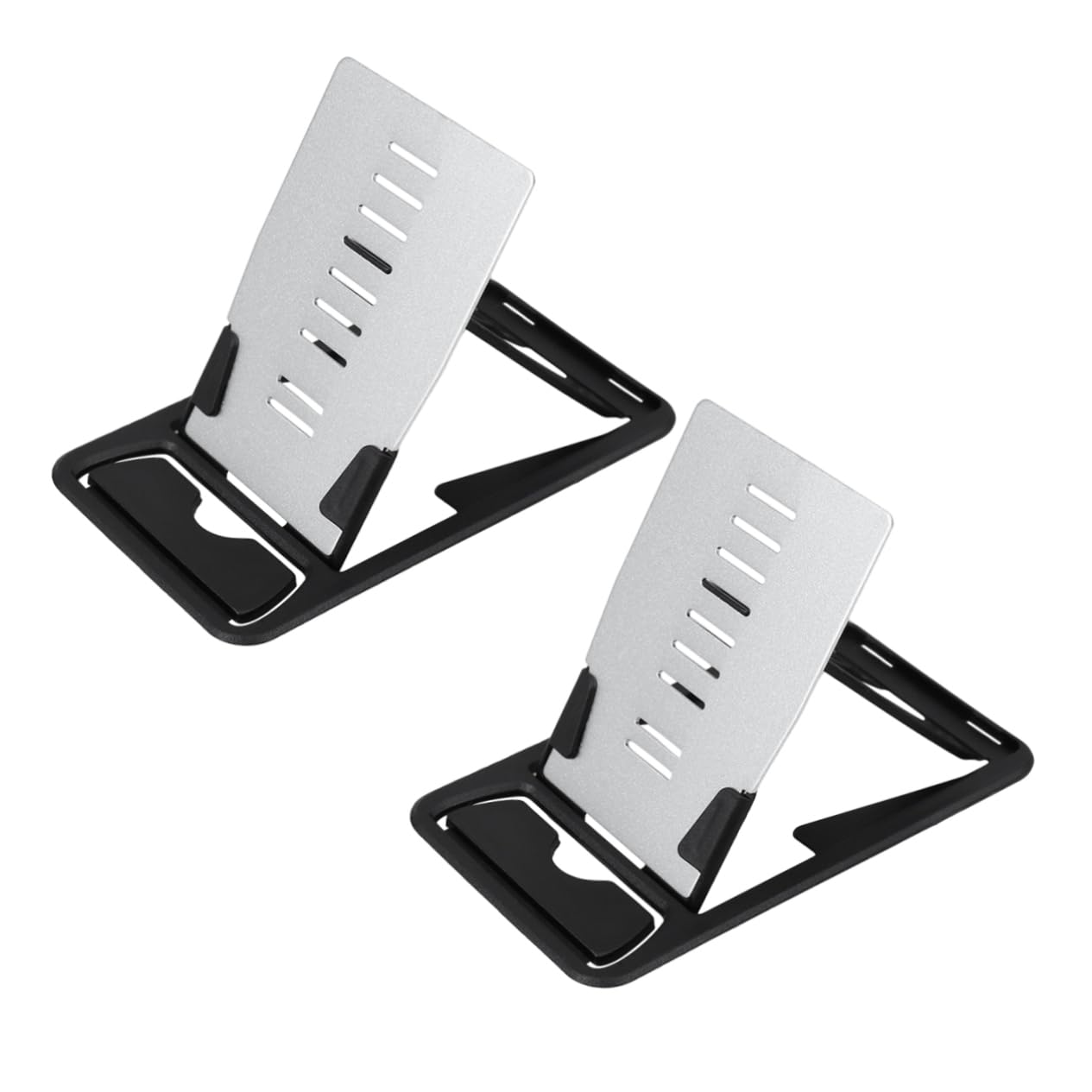 2-Pack Aluminum Alloy Phone Stand - Universal Metal Cell Phone & Tablet Holder for Desk, Home, Office - Perfect for Video Calls, Streaming & Hands-Free Viewing