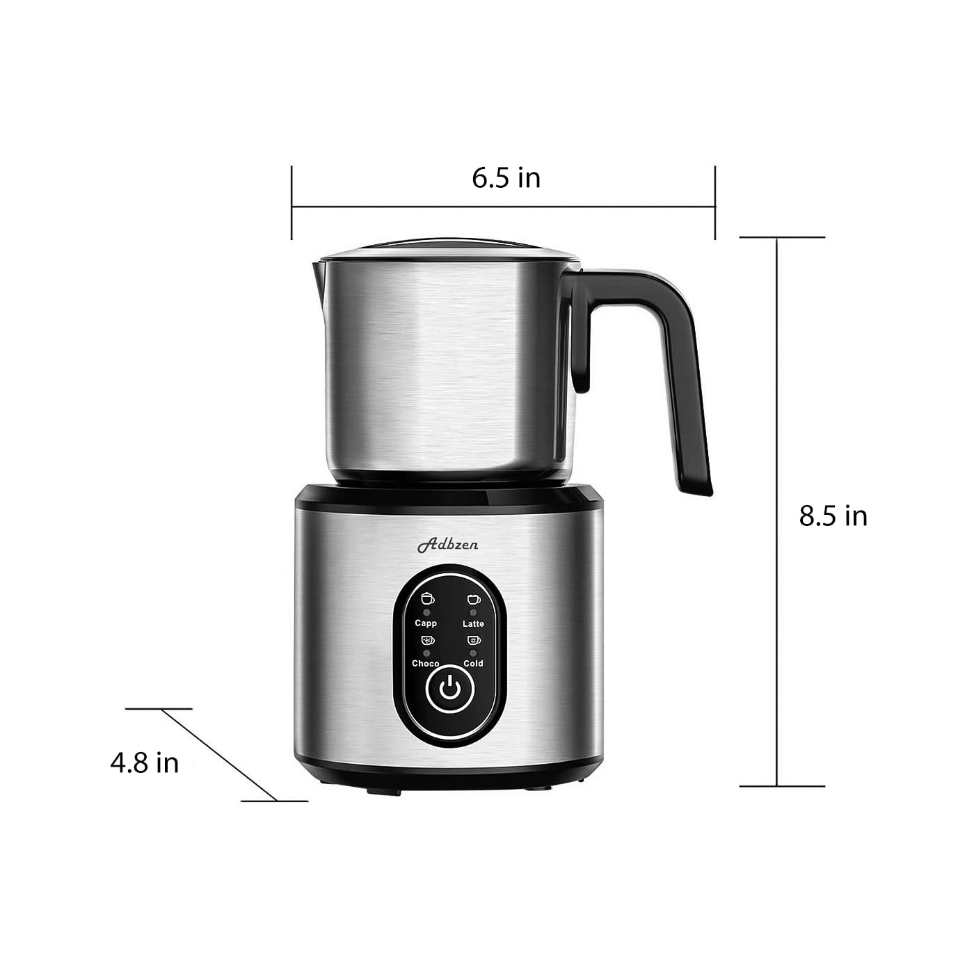 Electric Milk Frother and Steamer for Hot & Cold Foam - Perfect for Cappuccino, Latte, Hot Chocolate - Fast Heating with Auto Shutoff (Silver) | Ideal for Coffee Shops, Home Kitchen & Office Use