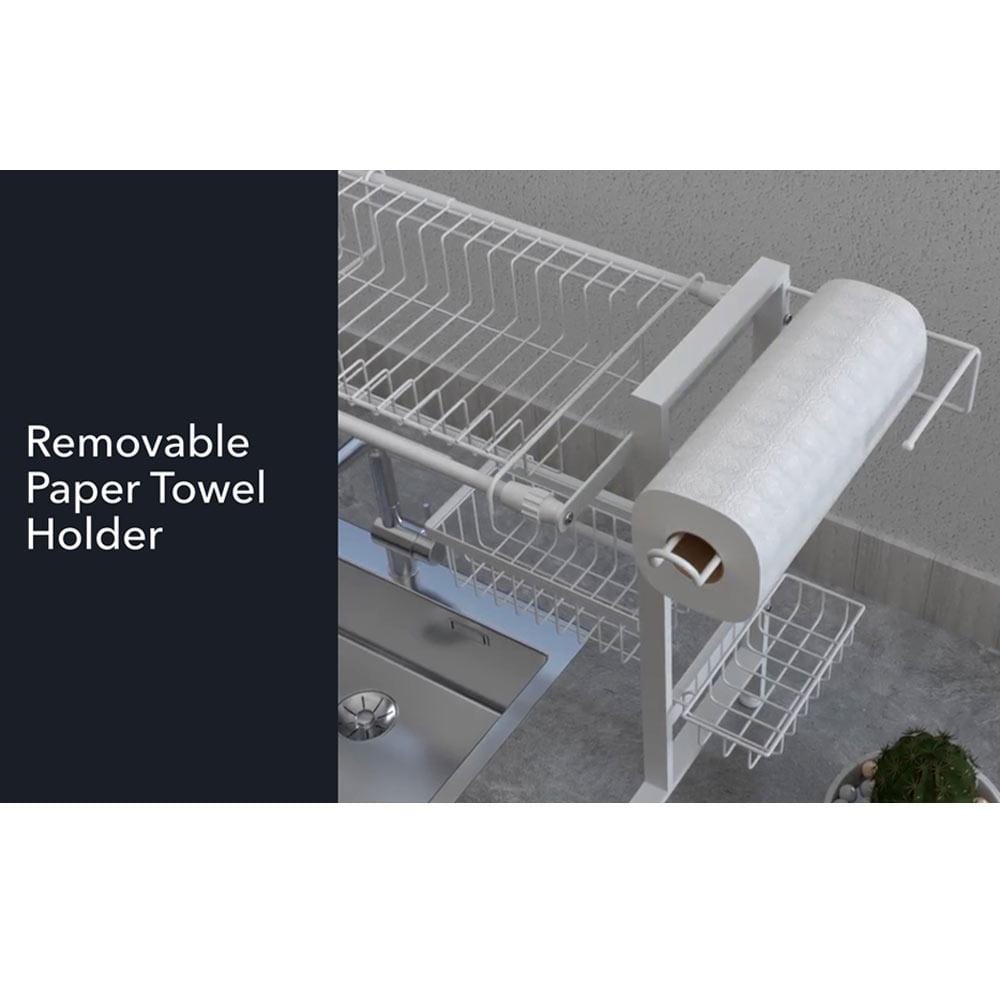2-Tier Expandable Over the Sink Dish Drying Rack - Space Saving Kitchen Organizer for Dishes, Utensils & Sponges - Perfect for Small Kitchens, Apartments & RVs