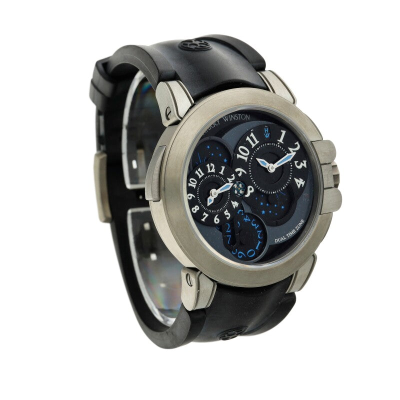 Harry Winston Ocean Dual Time 18K White Gold Men's Watch - Luxury Swiss Automatic Watch for Business Travelers & Global Professionals