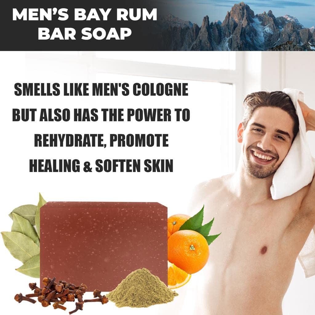**Men's Natural Handmade Soap Gift Set - 4 Scented Bar Soaps for Face & Body Wash (Pine Tar, Alpine Sage, Cedar Citrus, Bay Rum) - Perfect for Gifts, Travel & Daily Skincare**