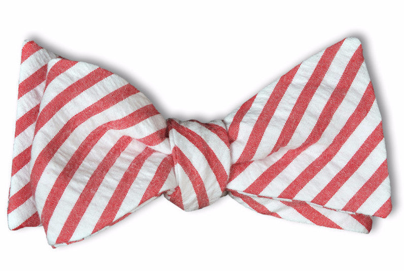 Nantucket Seersucker Stripe Bow Tie for Men - Classic Preppy Summer Necktie for Weddings, Parties & Formal Events
