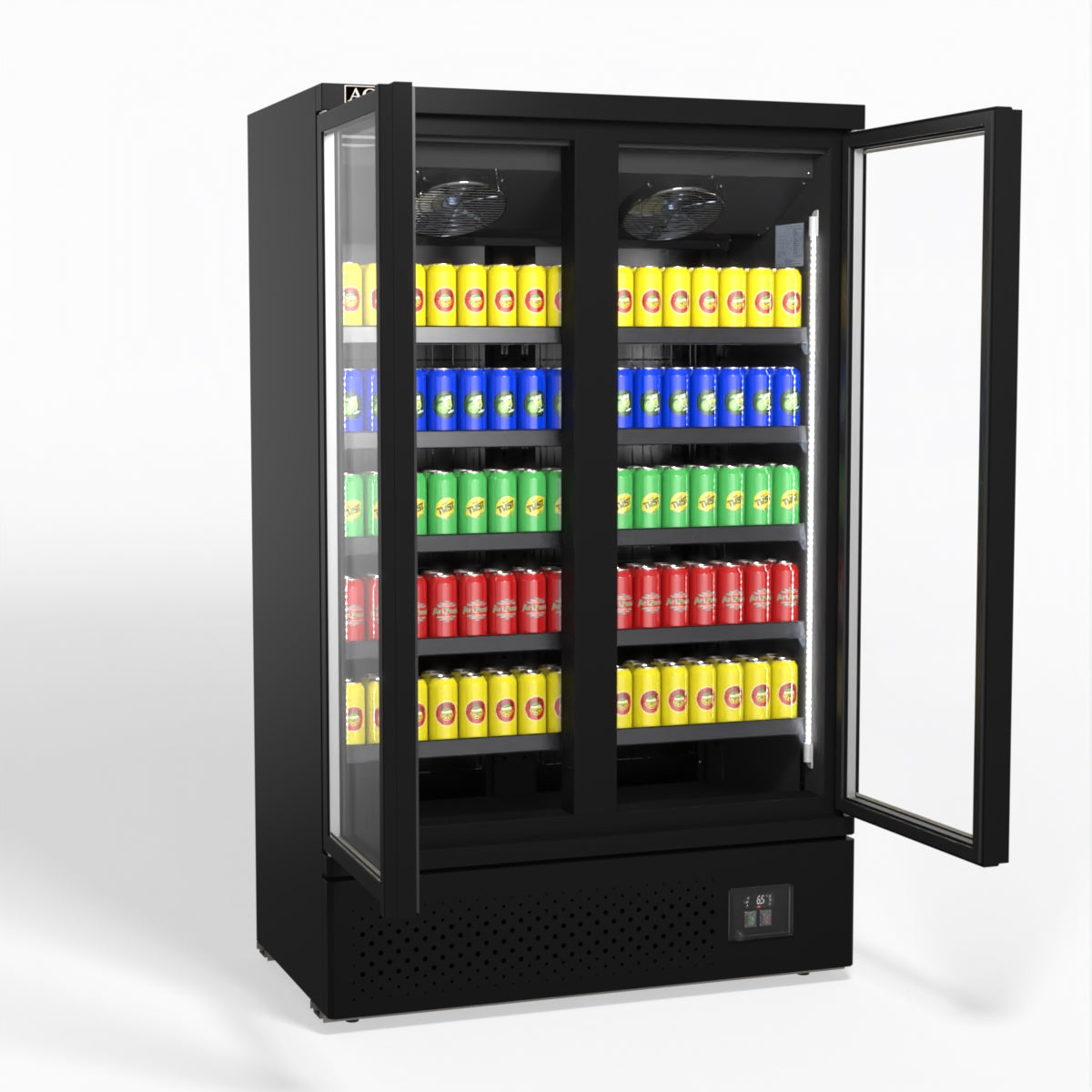 Commercial Upright Display Refrigerator with Two Glass Doors - 1000L Capacity, Perfect for Supermarkets, Restaurants, and Convenience Stores - Model CSB1000