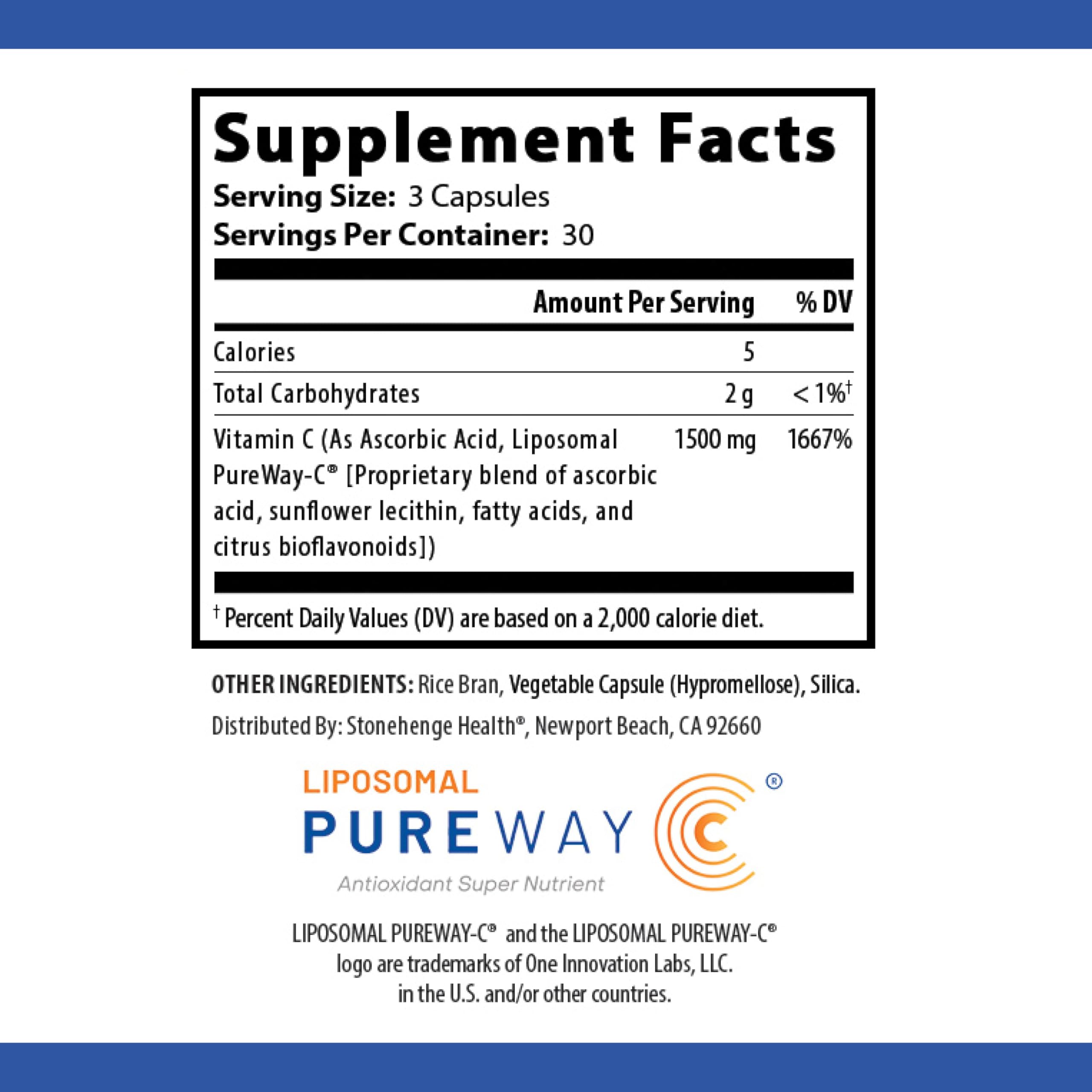 Dynamic Liposomal Vitamin C 1500mg - 90 Capsules - Non-GMO Sunflower Phospholipid Advanced Formula - Immune Support, Collagen Production & Brain Health Supplement - Ideal for Daily Wellness, Skin Care & Cognitive Function