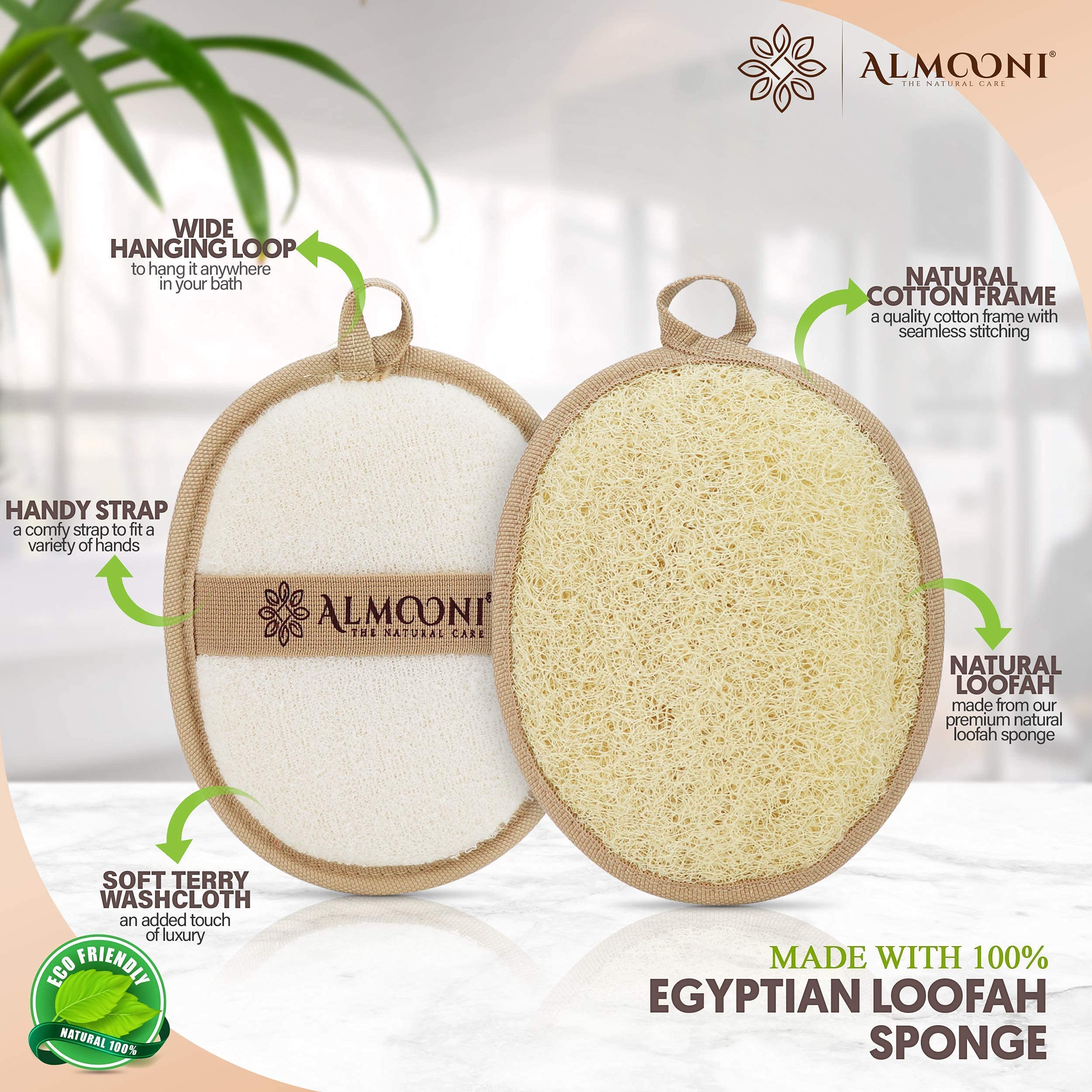 Premium Natural Egyptian Loofah Pad - Exfoliating Body & Back Scrubber for Deep Cleansing | Shower Sponge for Smooth Skin | Perfect for Daily Use & Spa Days