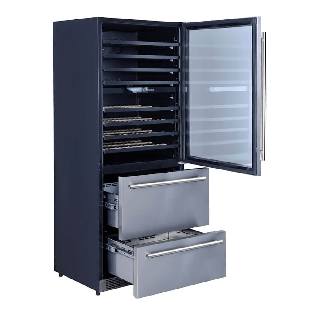 Forno Capraia 30 Inch Dual Zone Wine Cellar - 144 Bottle Capacity, 6.25 Cubic Feet, Freestanding Design (Model FWCDR6661 30S) - Perfect for Home Bars, Restaurants, and Wine Collectors